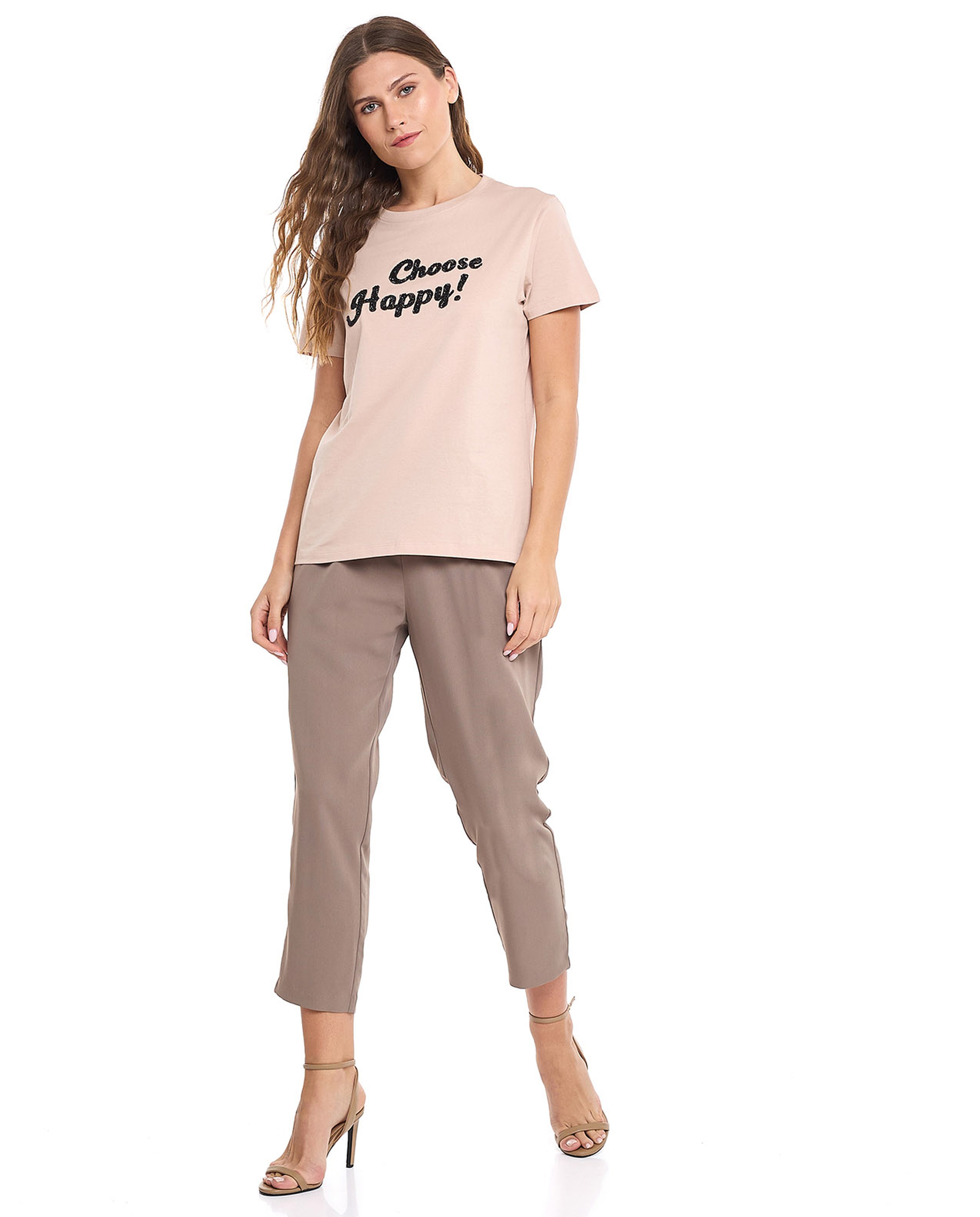 Embellished T-Shirt with Crew Neck and Short Sleeves