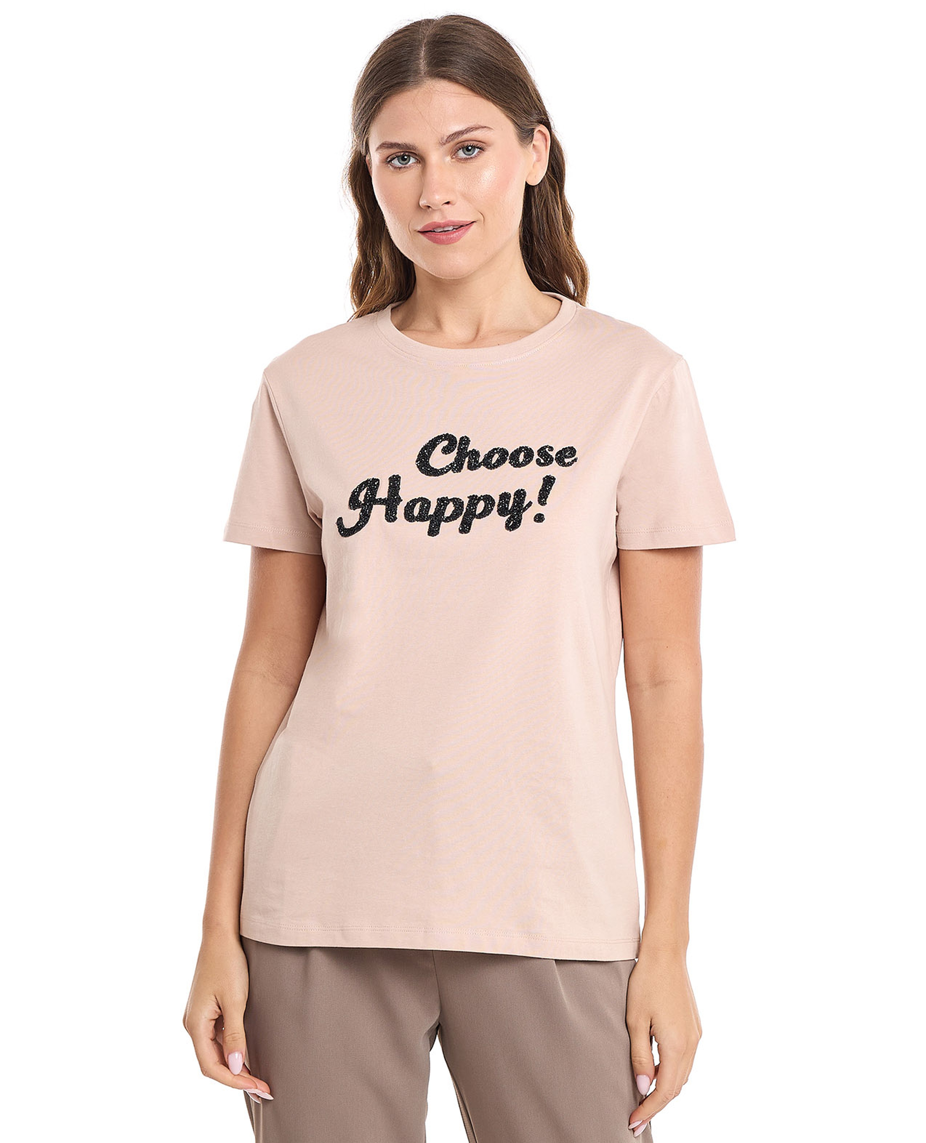 Embellished T-Shirt with Crew Neck and Short Sleeves