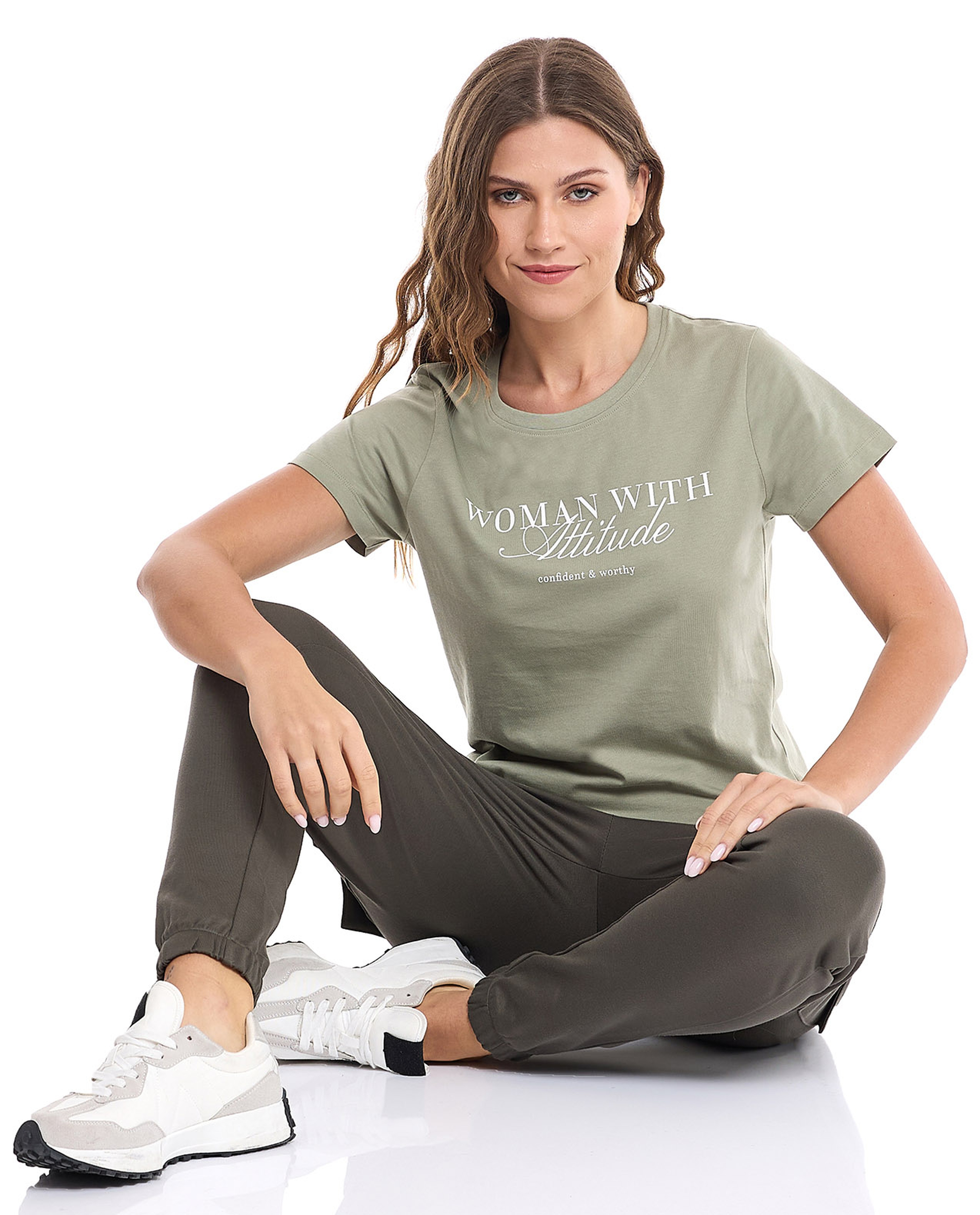 Typography Print T-Shirt with Crew Neck and Short Sleeves