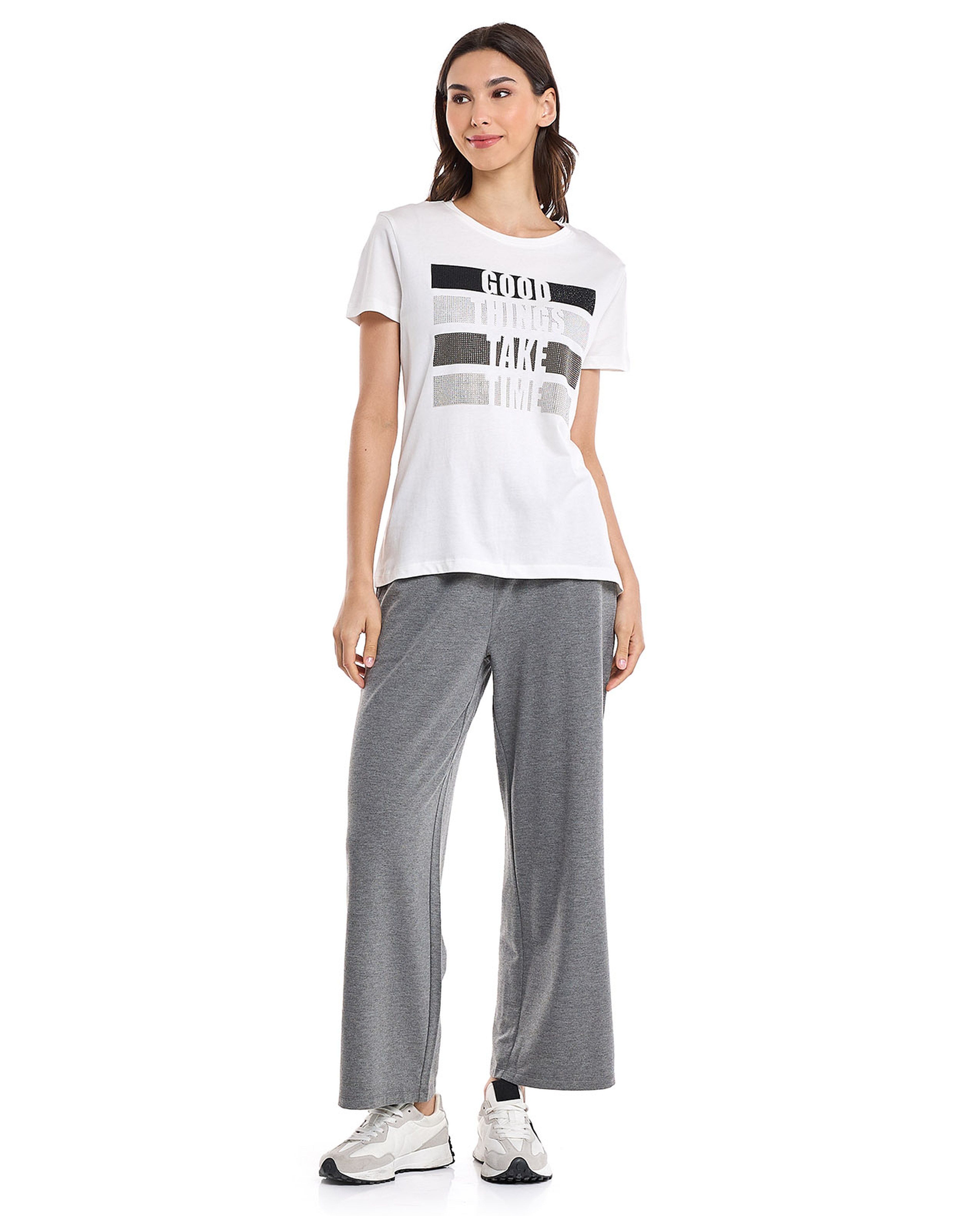 Embellished T-Shirt with Crew Neck and Short Sleeves