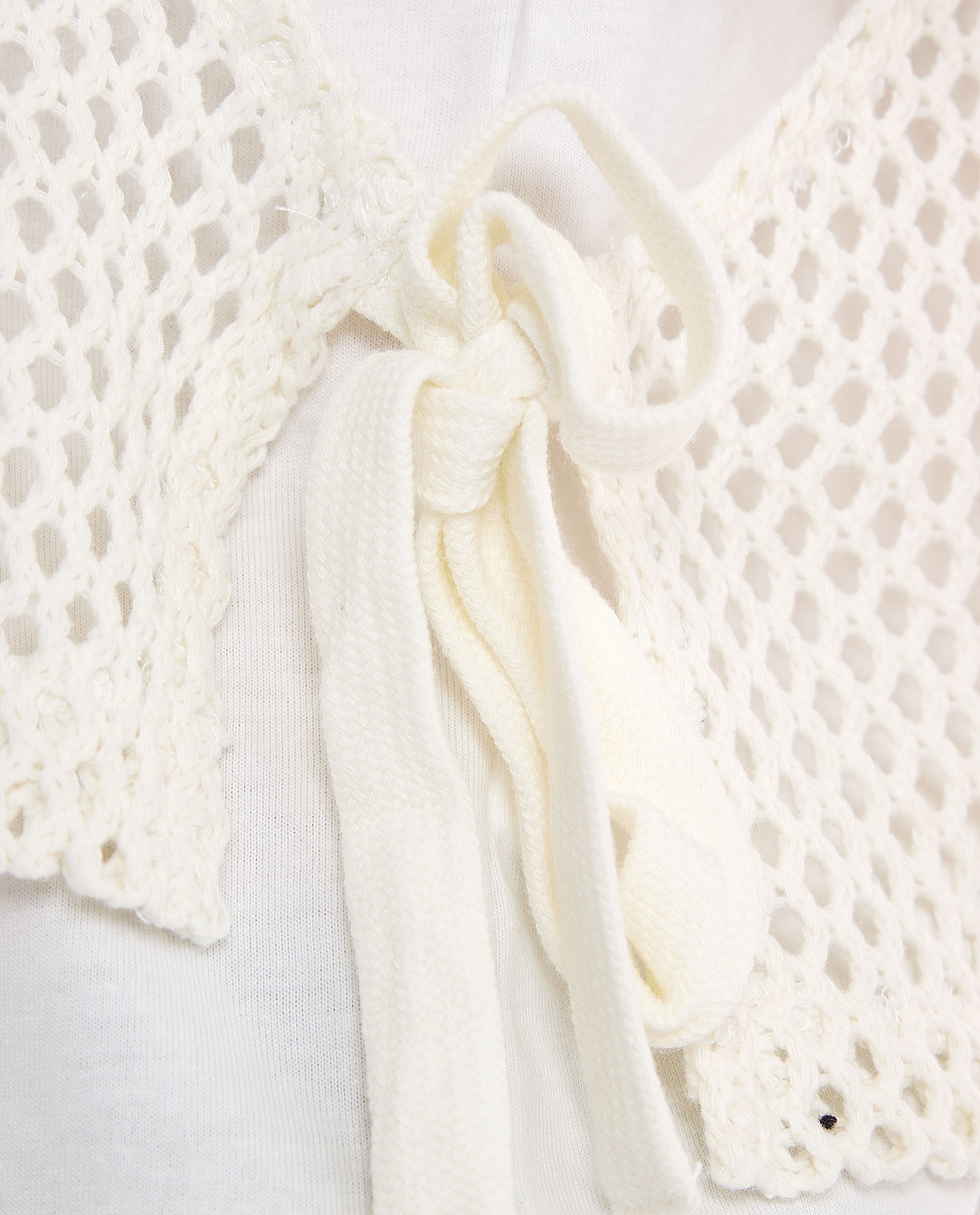 Knitted Layered Top with Crew Neck and Short Sleeves