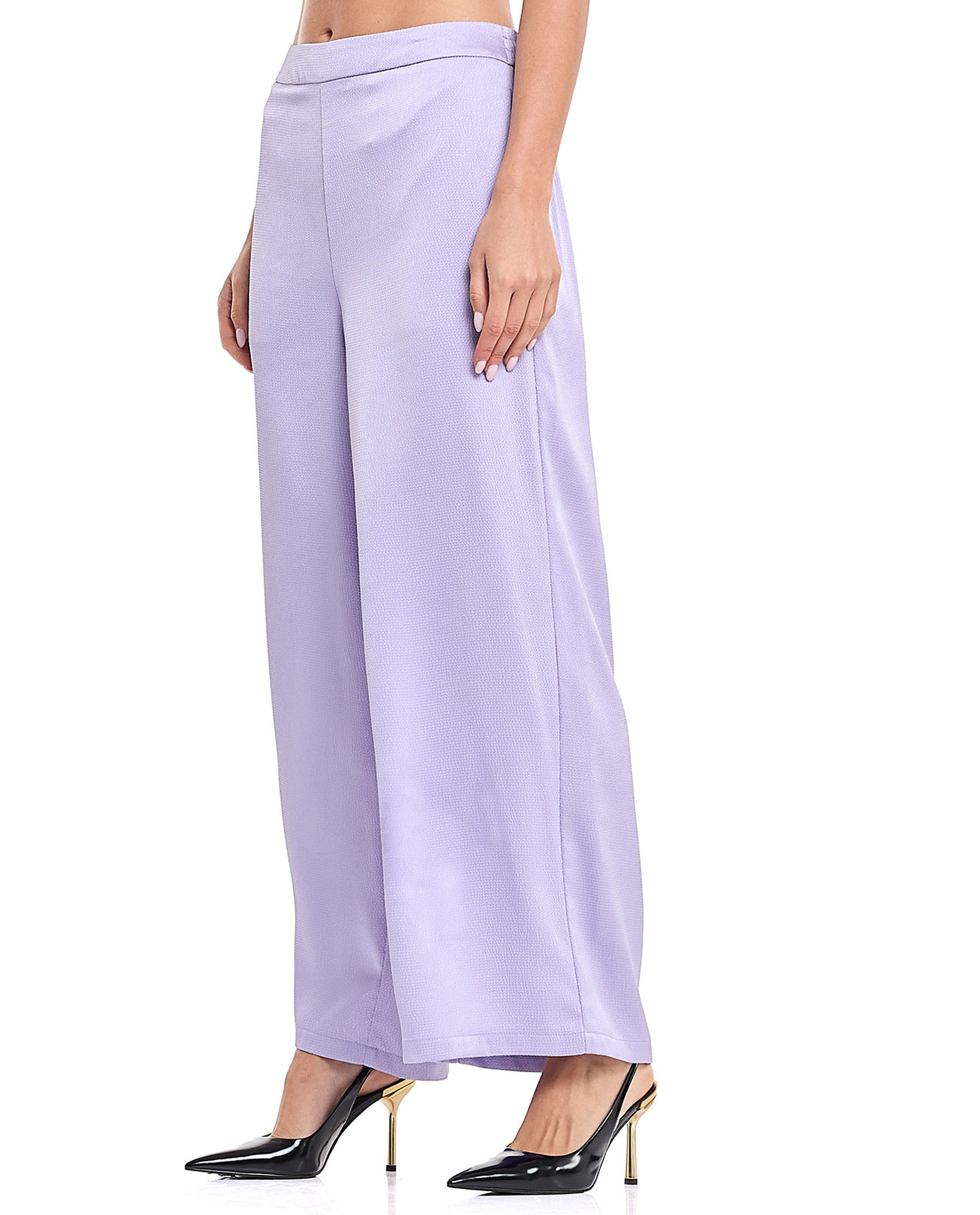 Solid Wide Pants with Elastic Waist