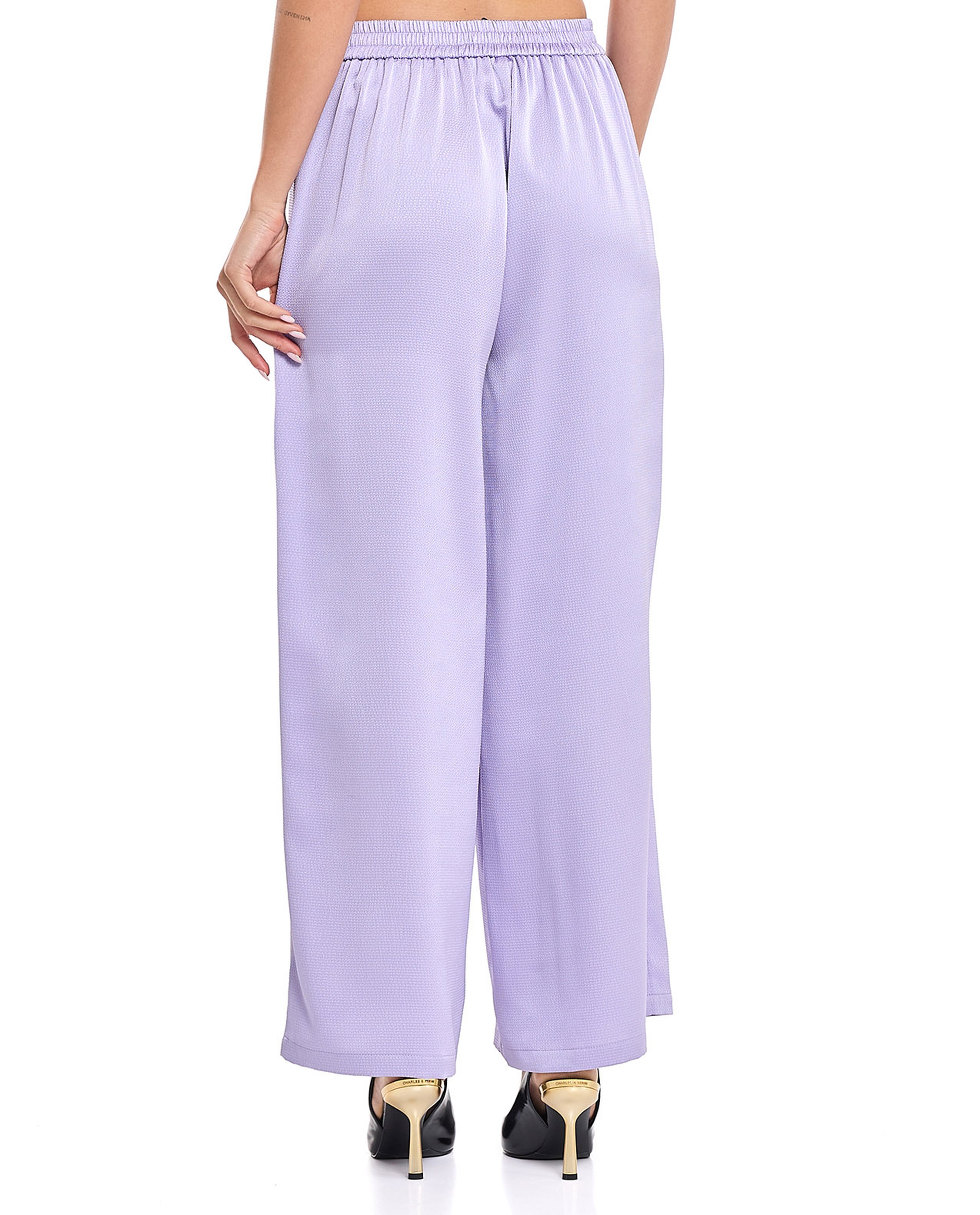 Solid Wide Pants with Elastic Waist