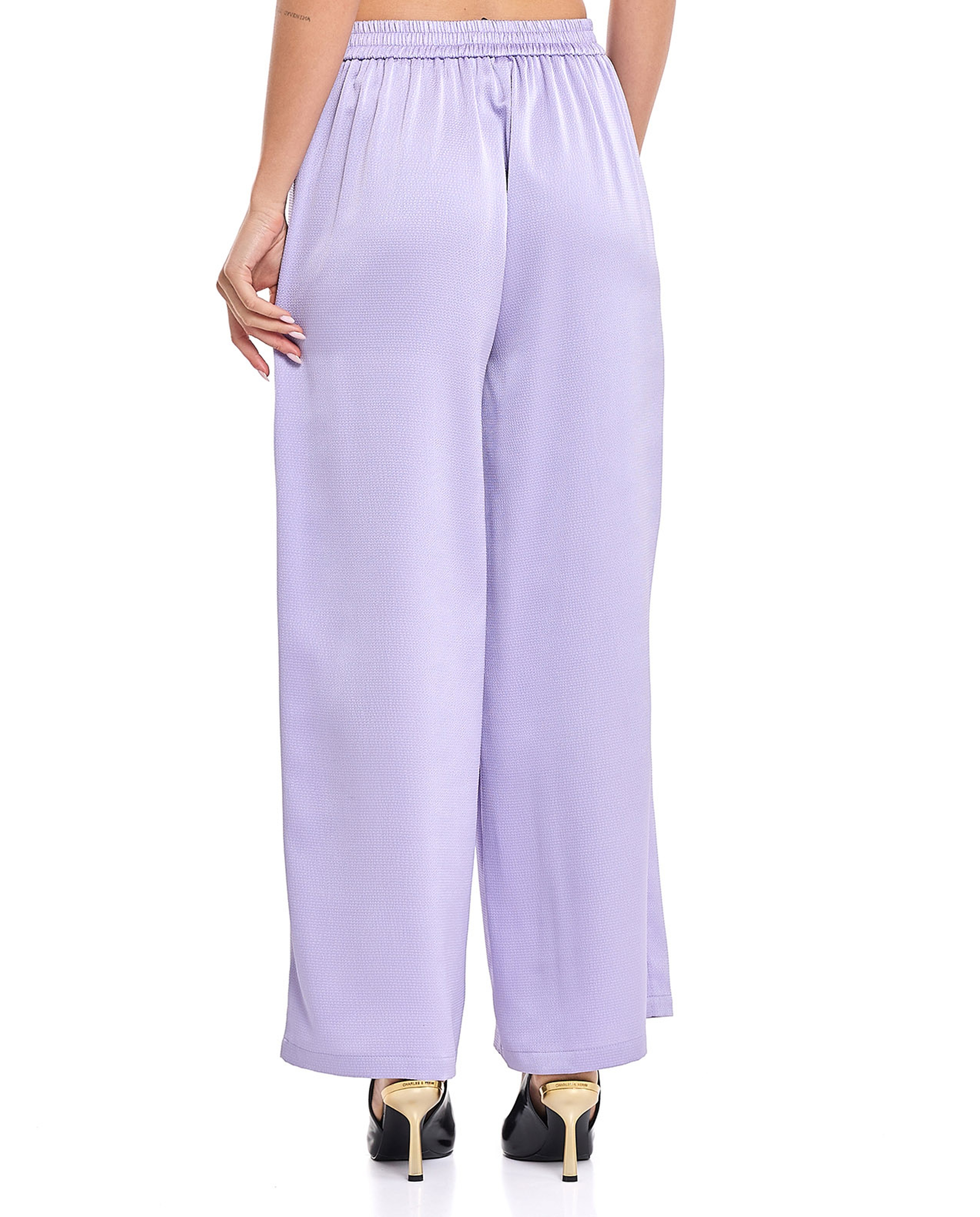 Solid Wide Pants with Elastic Waist