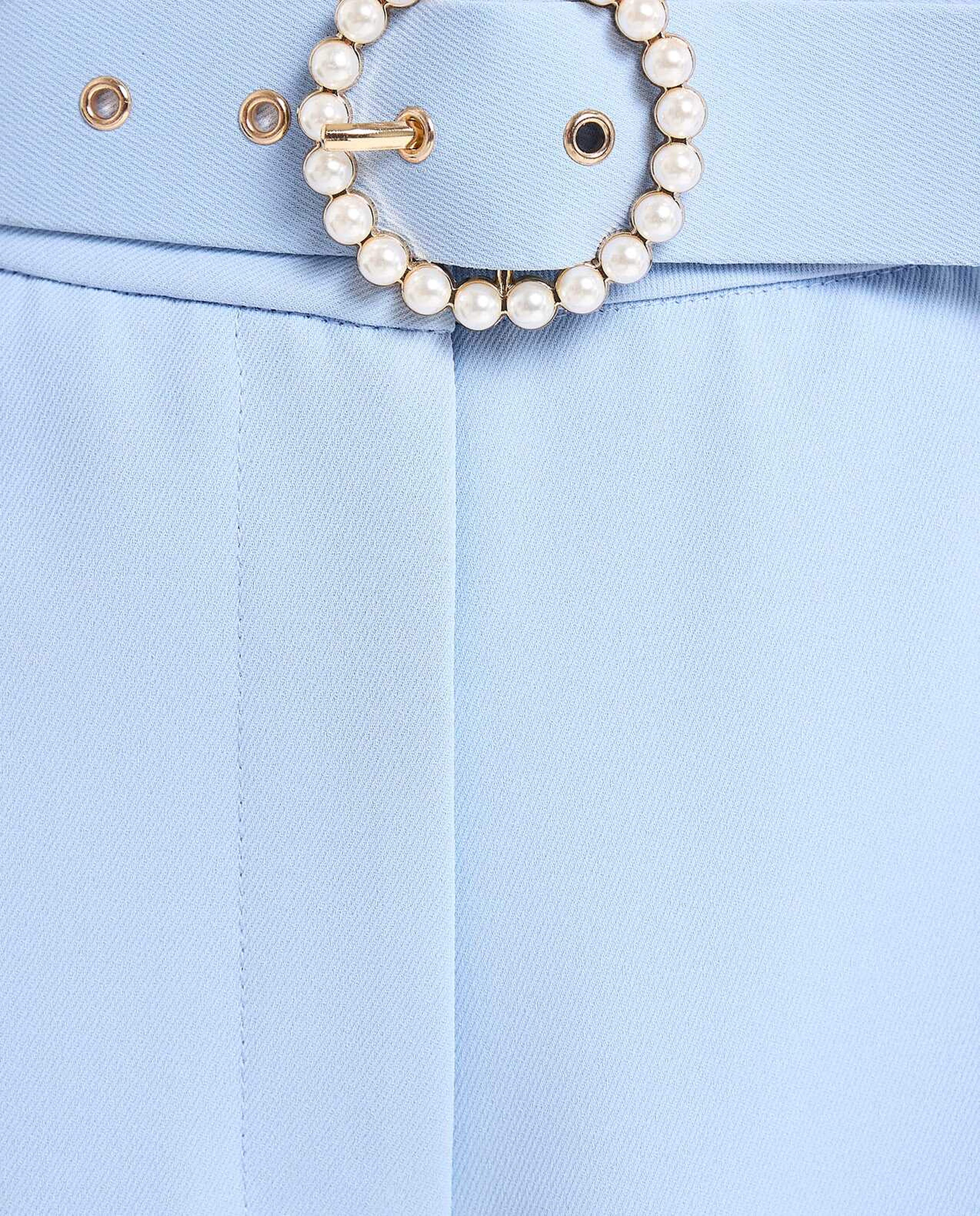 Belted Wide Leg Trousers with Button Closure