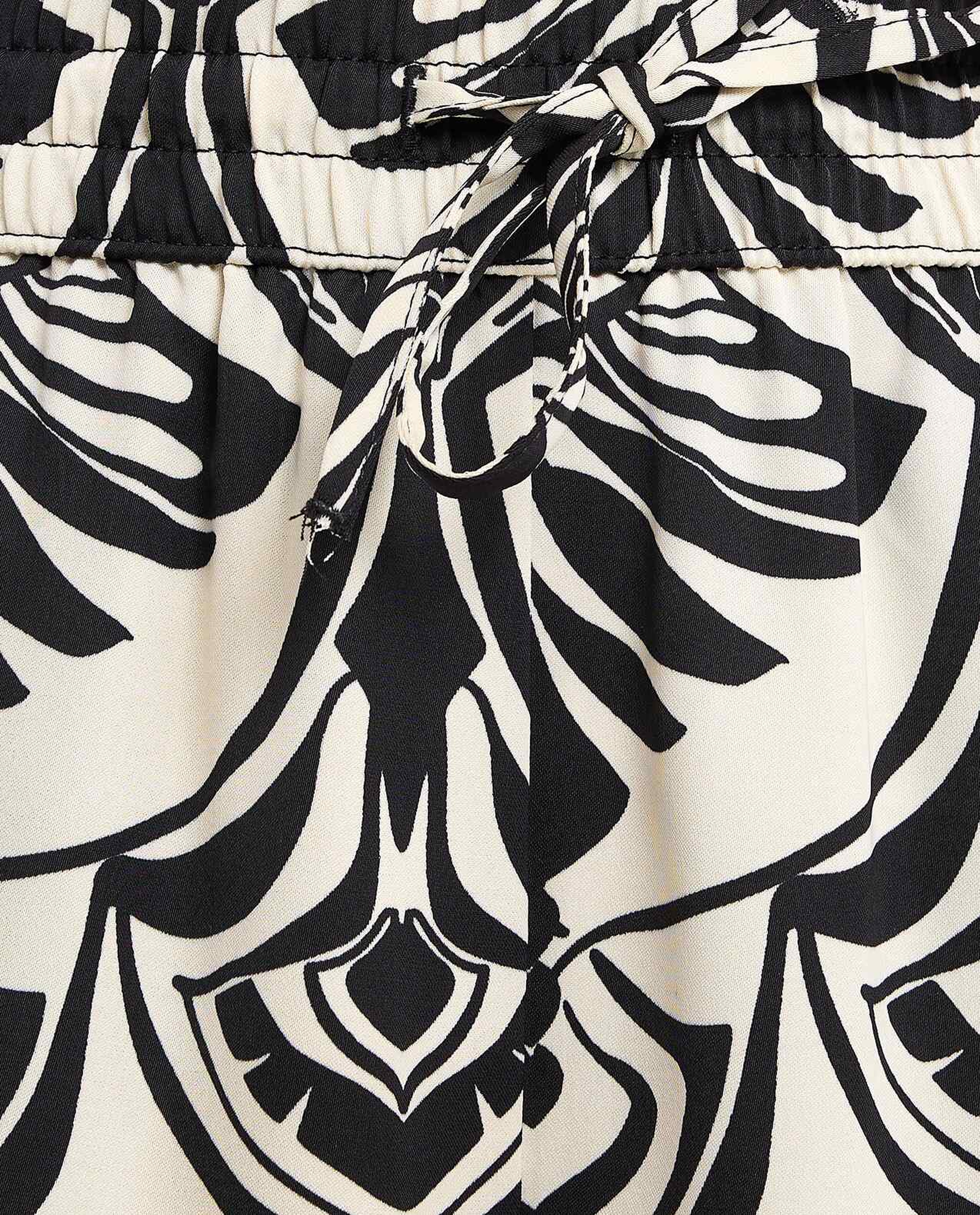 Patterned Wide Leg Pants with Elastic Waist