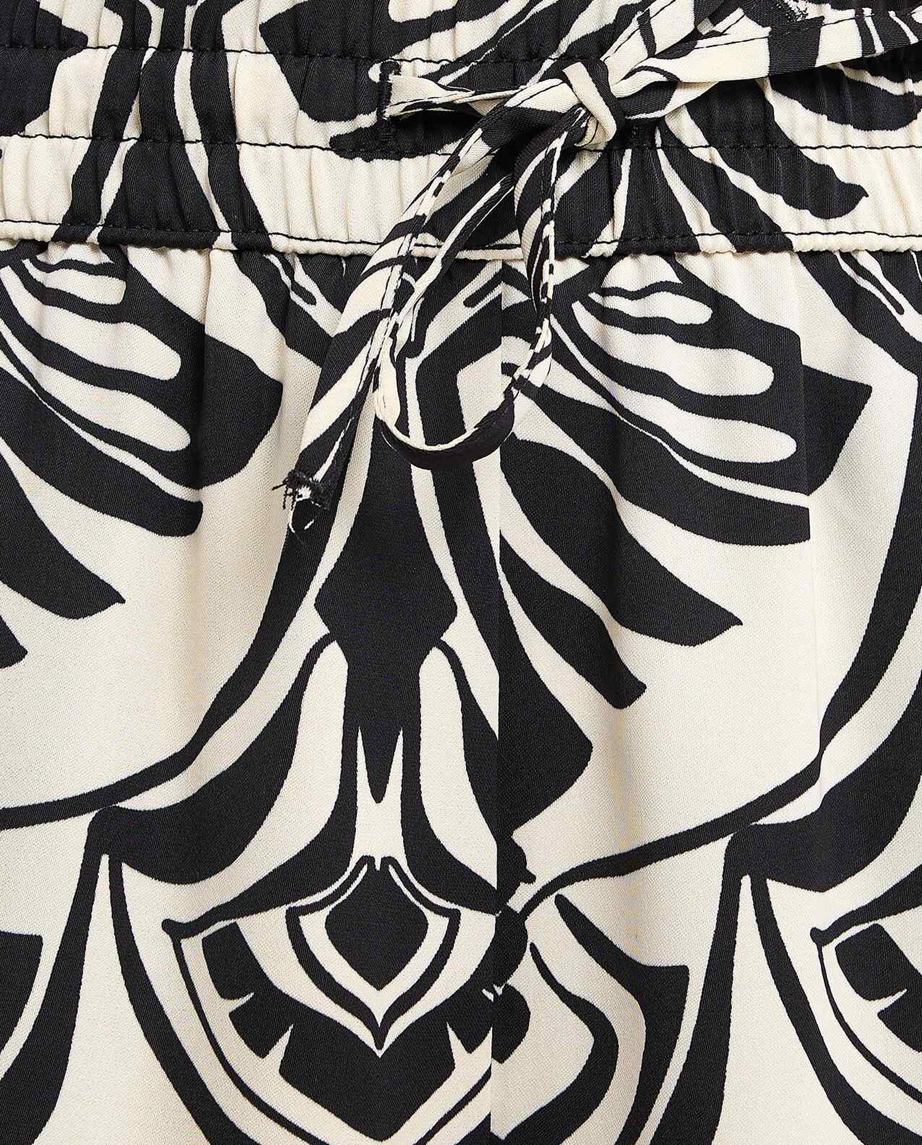 Patterned Wide Leg Pants with Elastic Waist