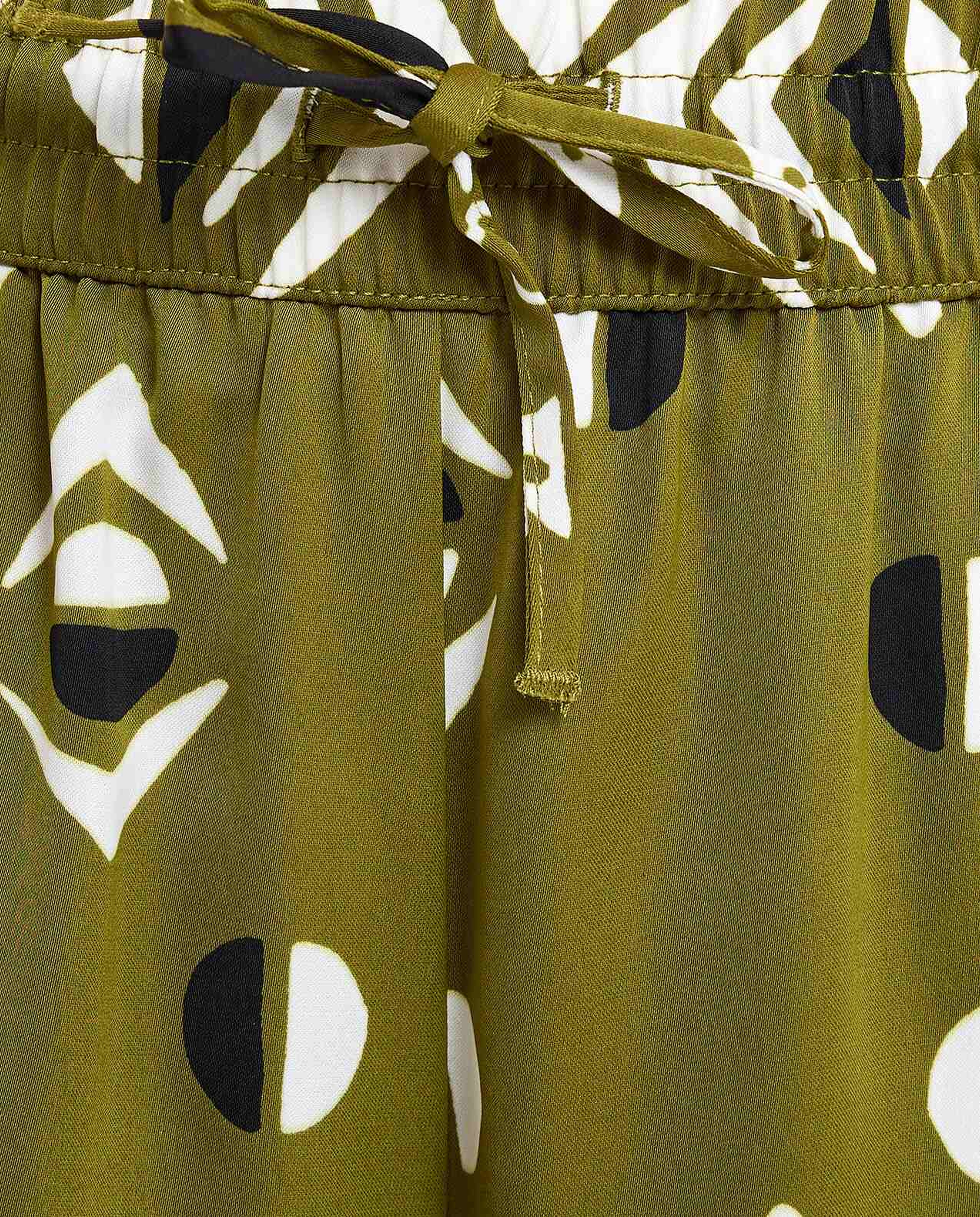 Patterned Wide Leg Pants with Elastic Waist