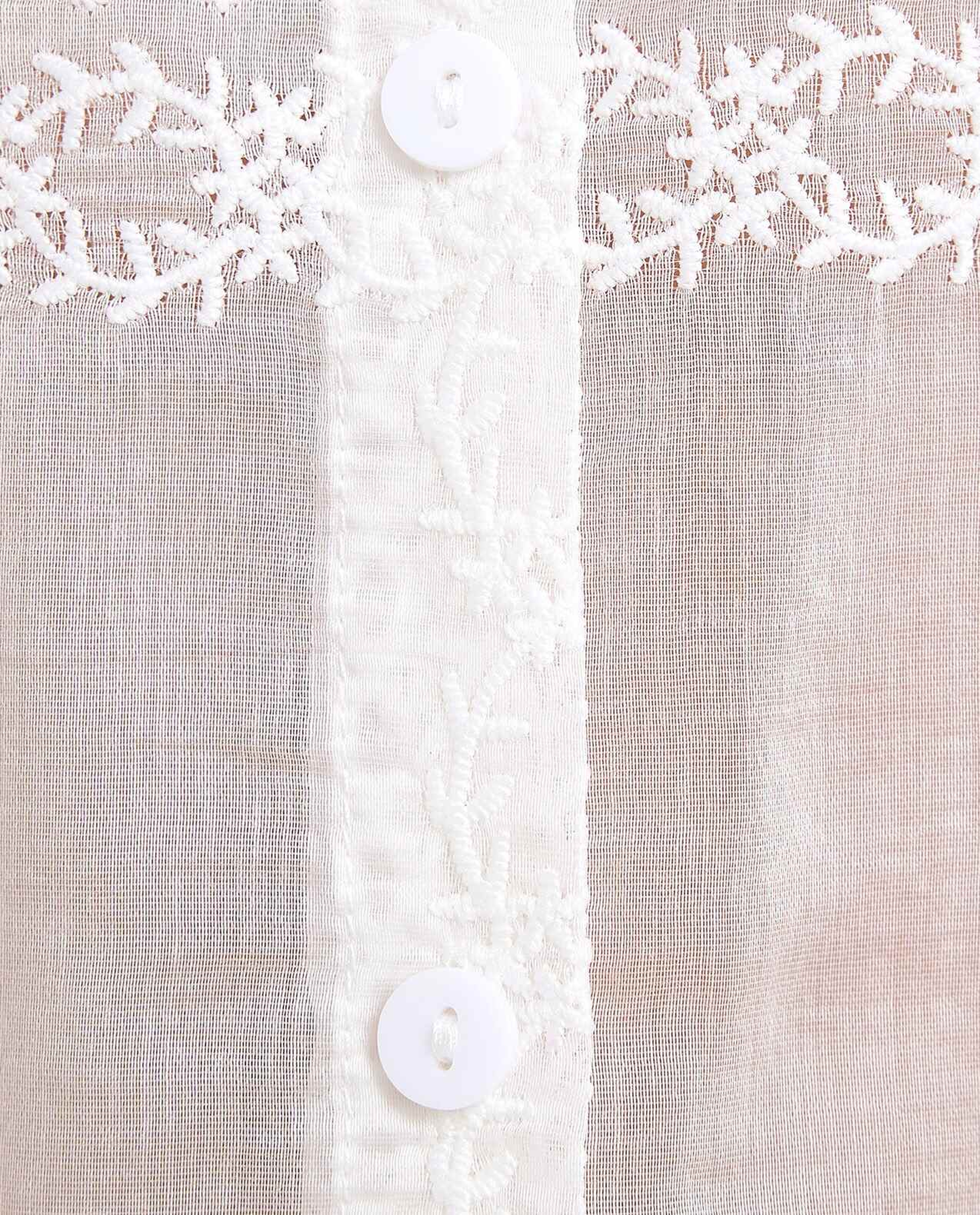 Embroidered Shirt with Classic Collar and Bishop Sleeves