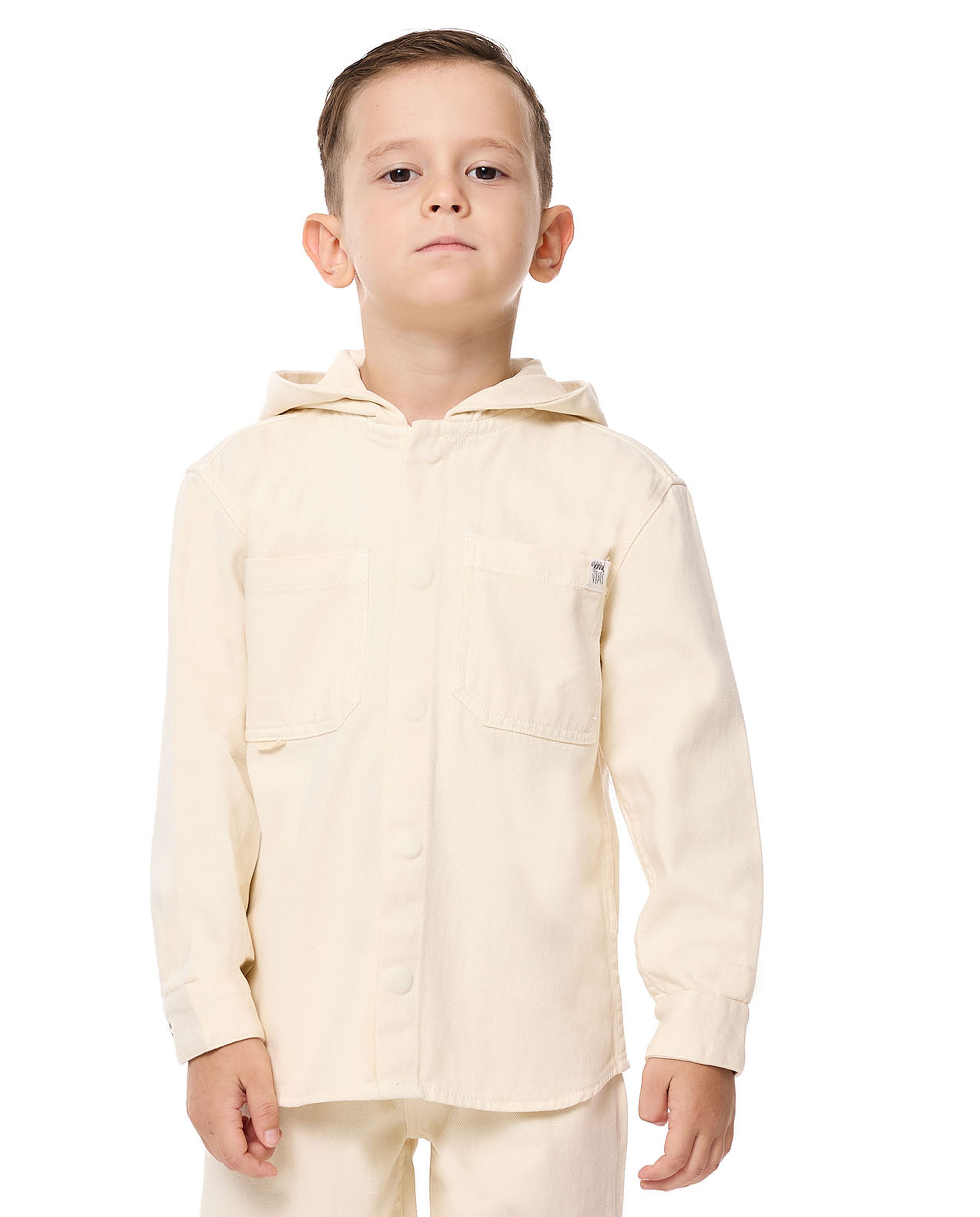 Solid Hooded Shirt with Snap Closure
