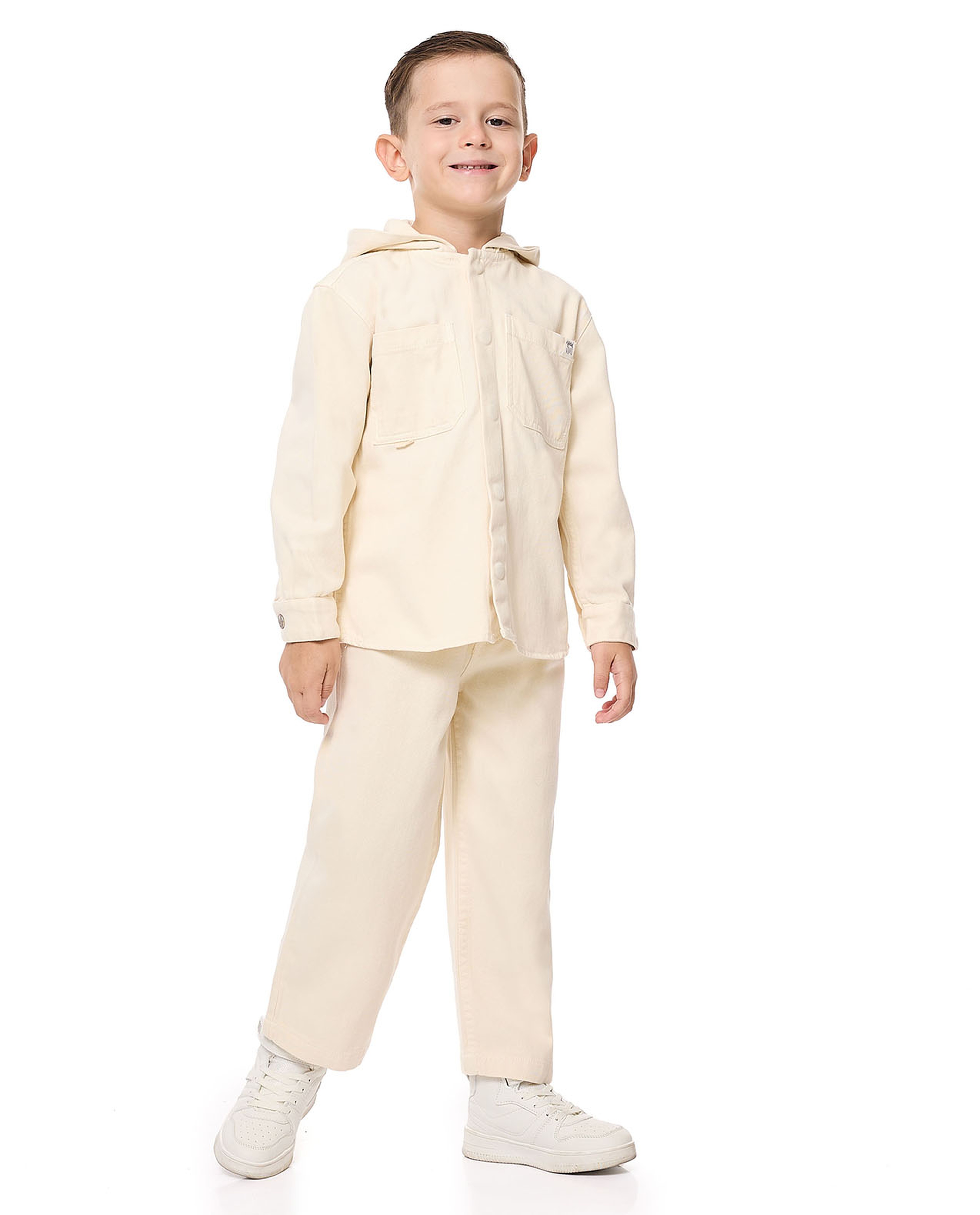 Solid Hooded Shirt with Snap Closure