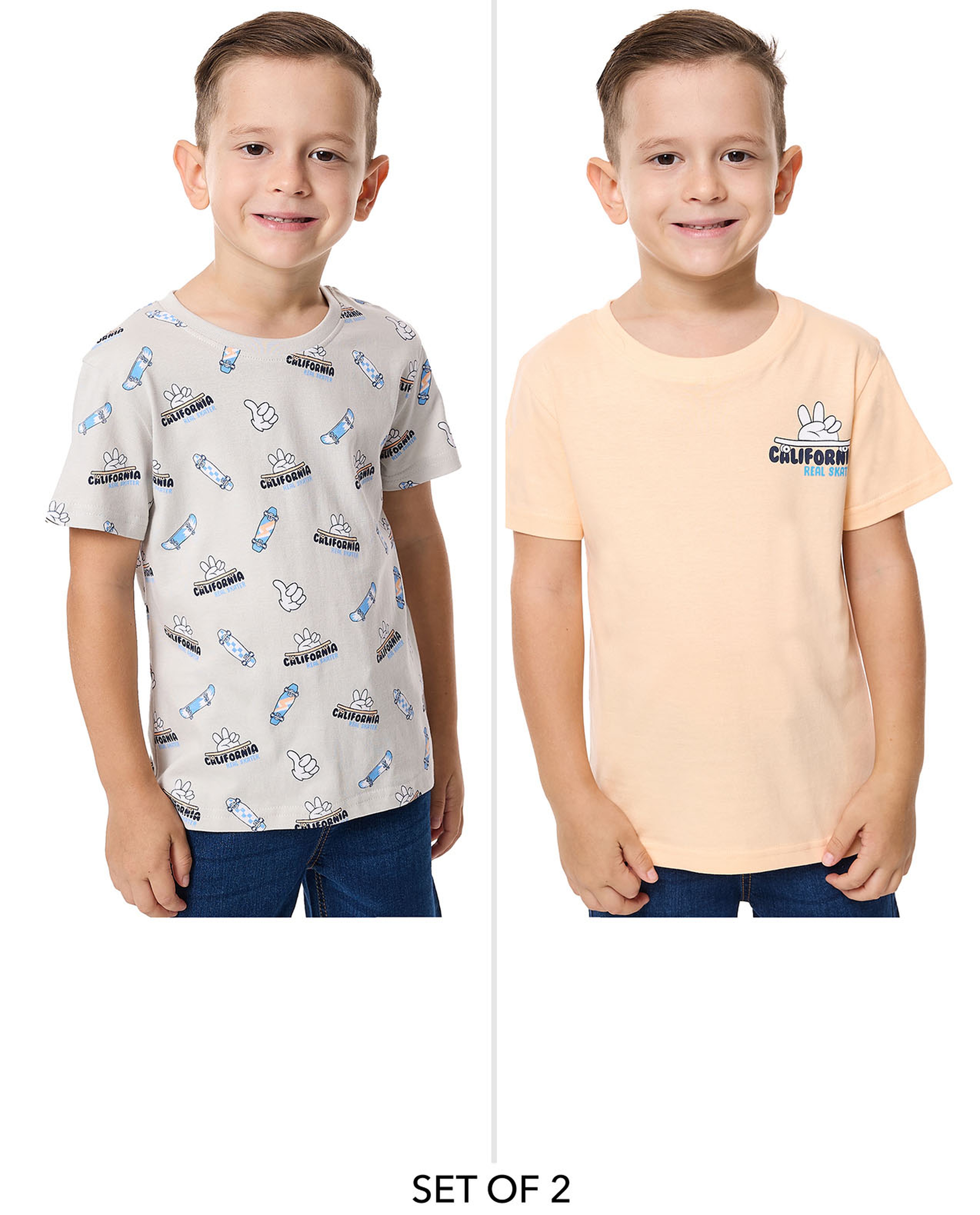 2 Pack Printed T-Shirts with Short Sleeves