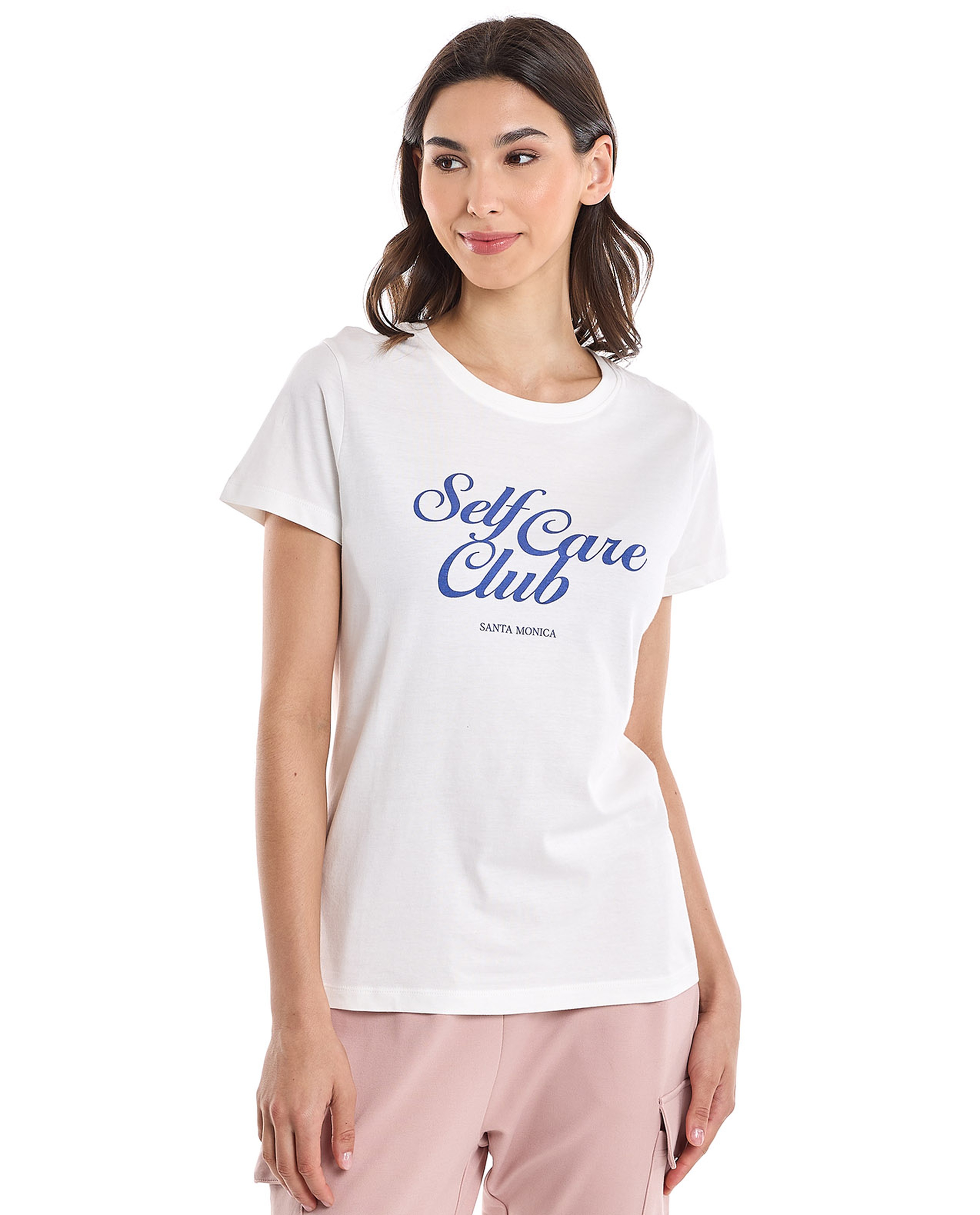 Typography Print T-Shirt with Crew Neck and Short Sleeves