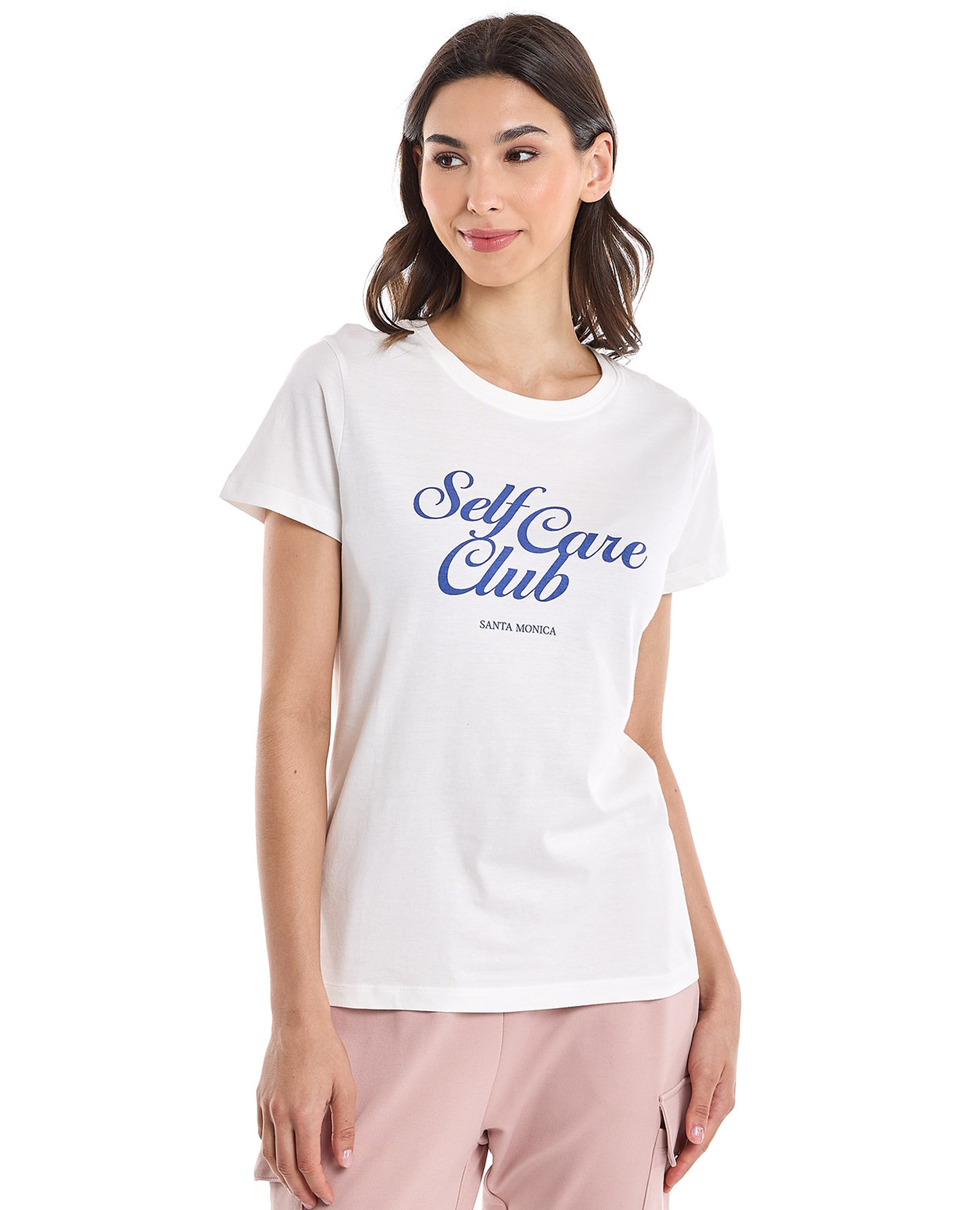 Typography Print T-Shirt with Crew Neck and Short Sleeves