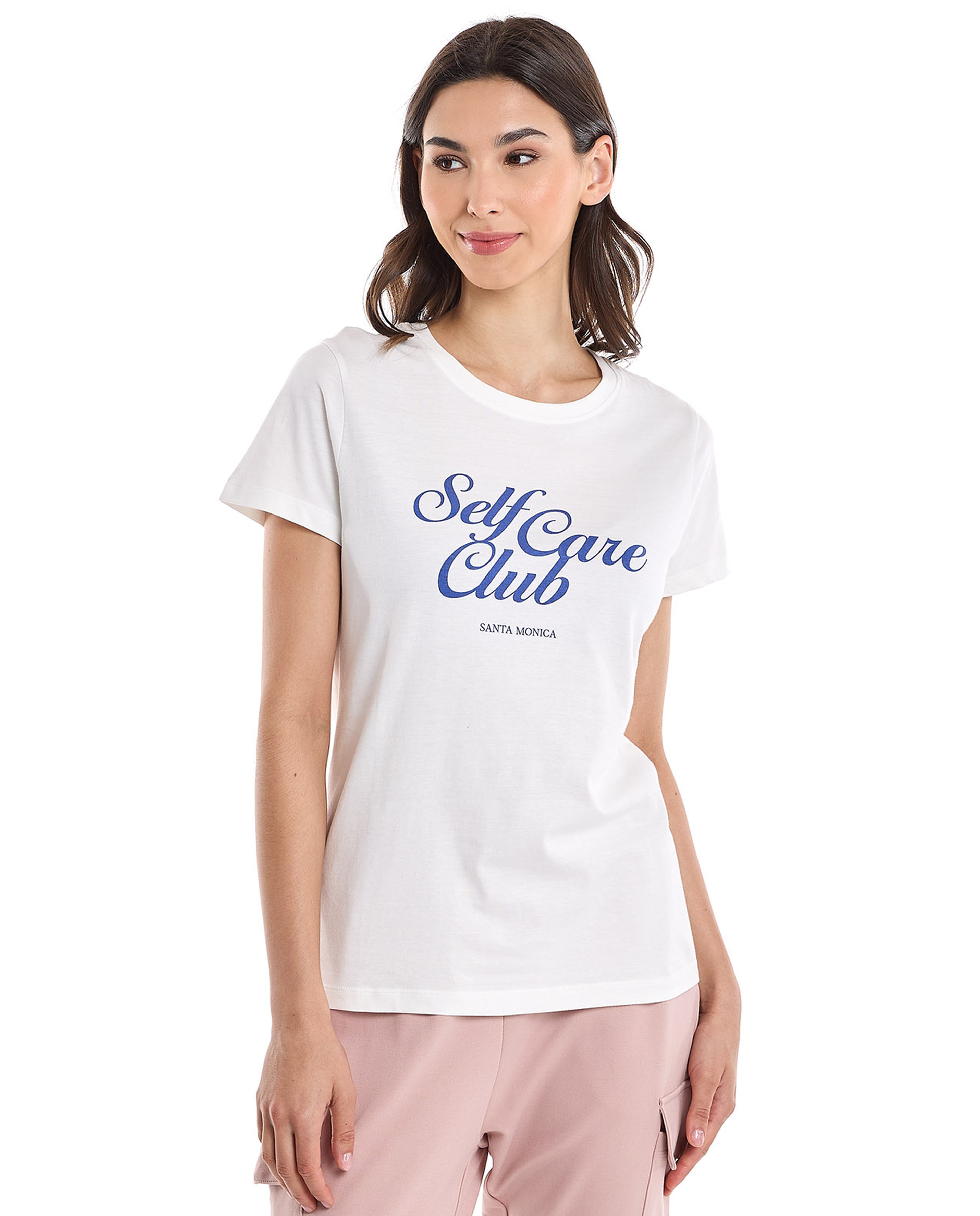 Typography Print T-Shirt with Crew Neck and Short Sleeves