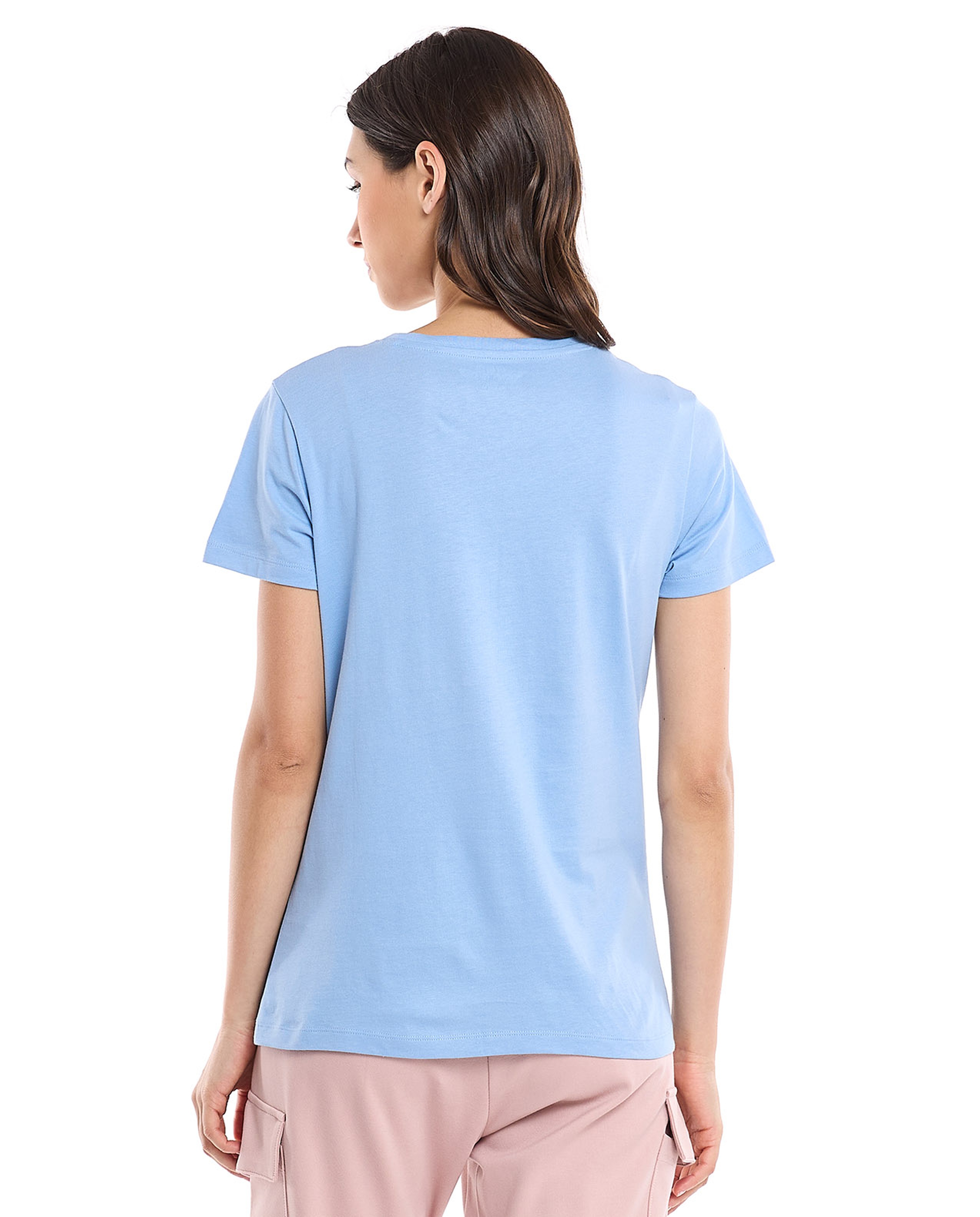 Typography Print T-Shirt with Crew Neck and Short Sleeves