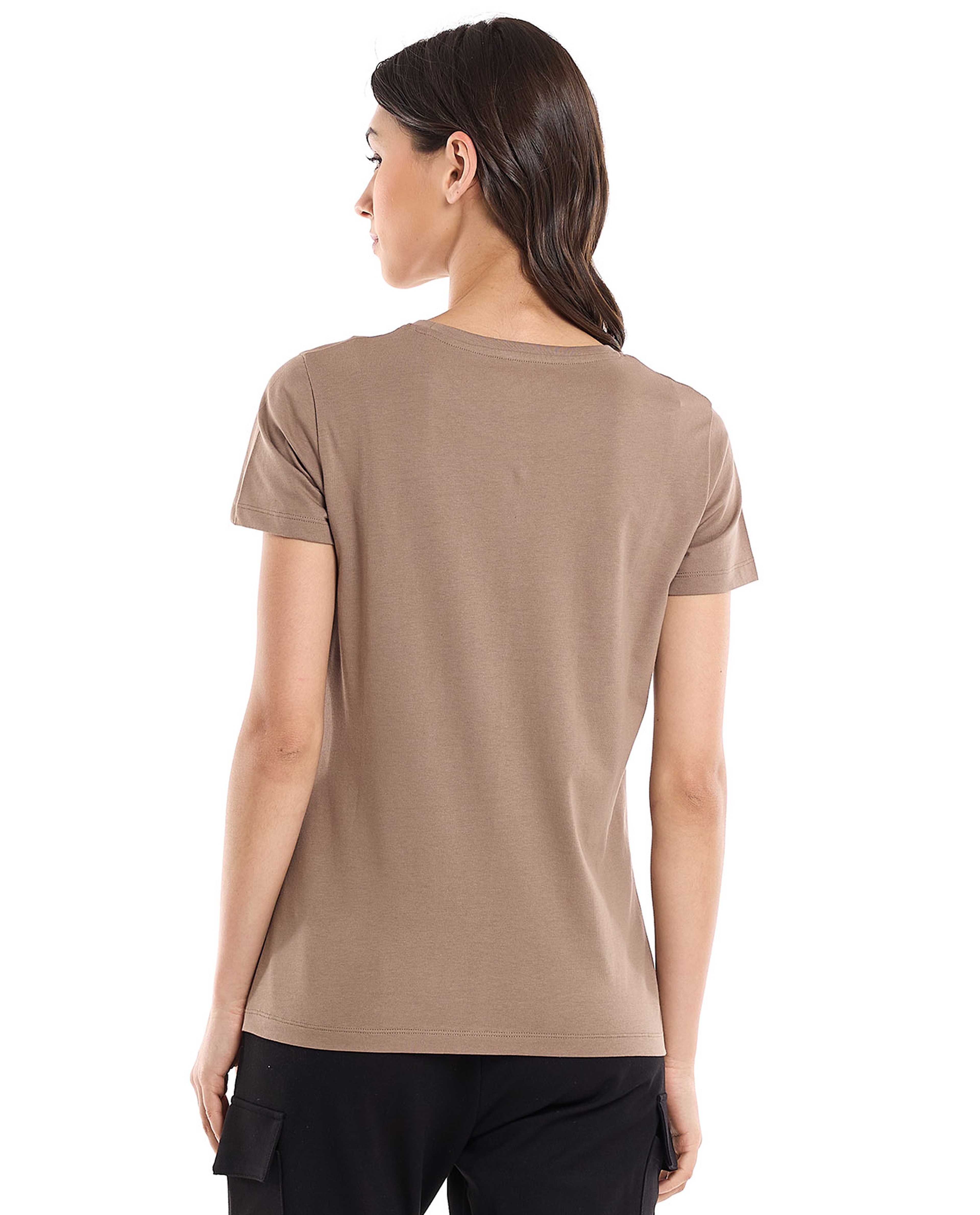 Typography Print T-Shirt with Crew Neck and Short Sleeves