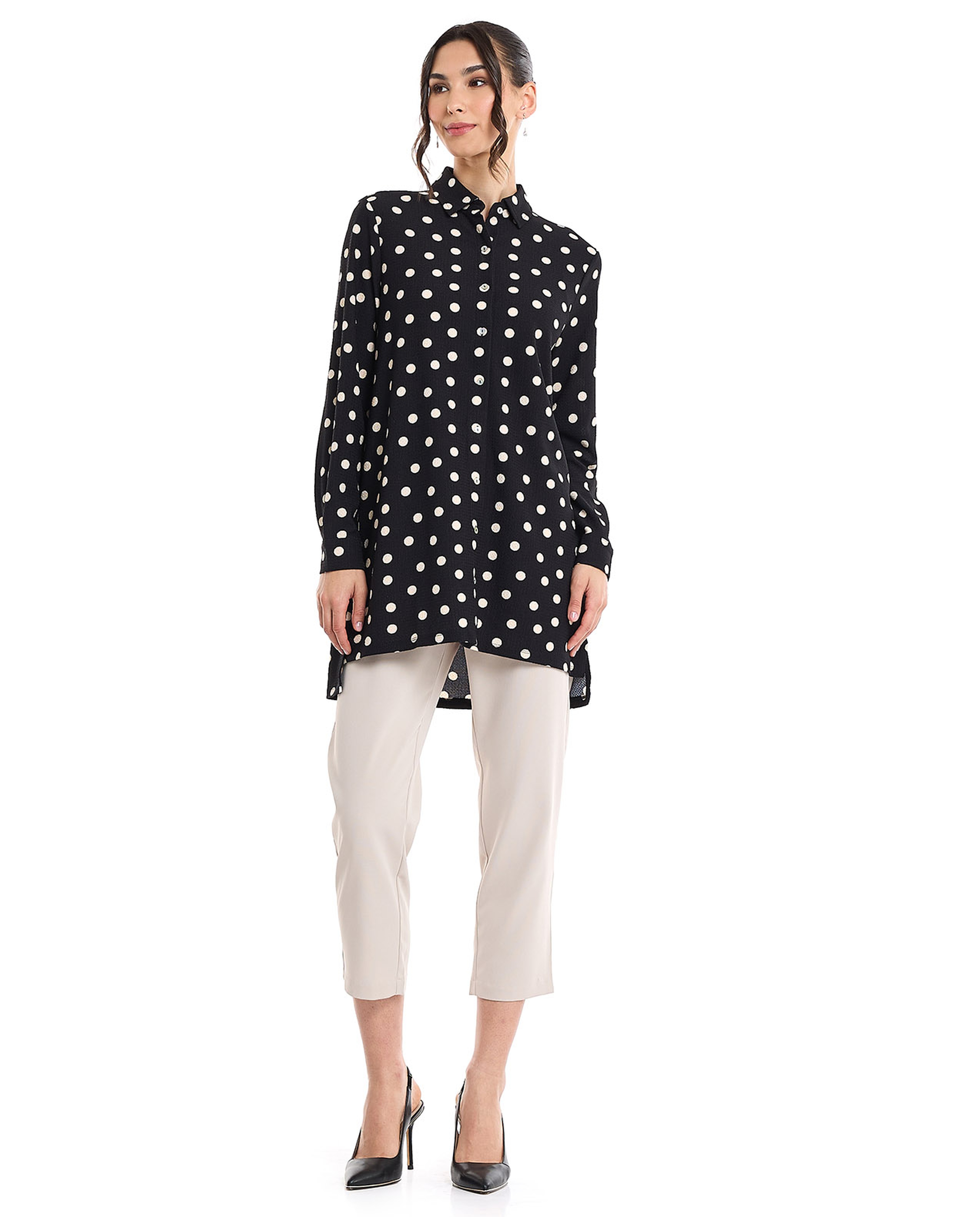 Zebra Patterned Shirt Tunic with Long Sleeves