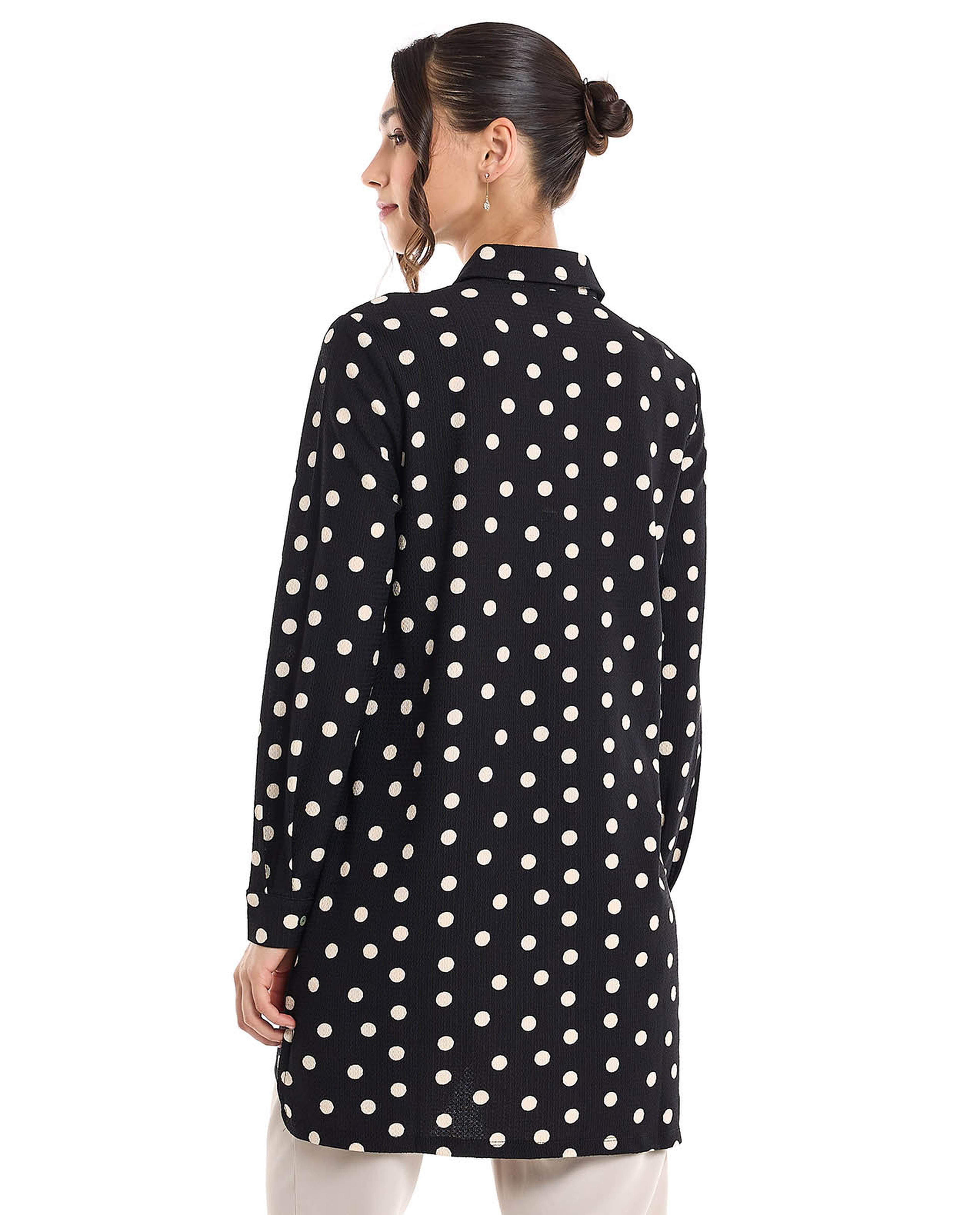 Zebra Patterned Shirt Tunic with Long Sleeves