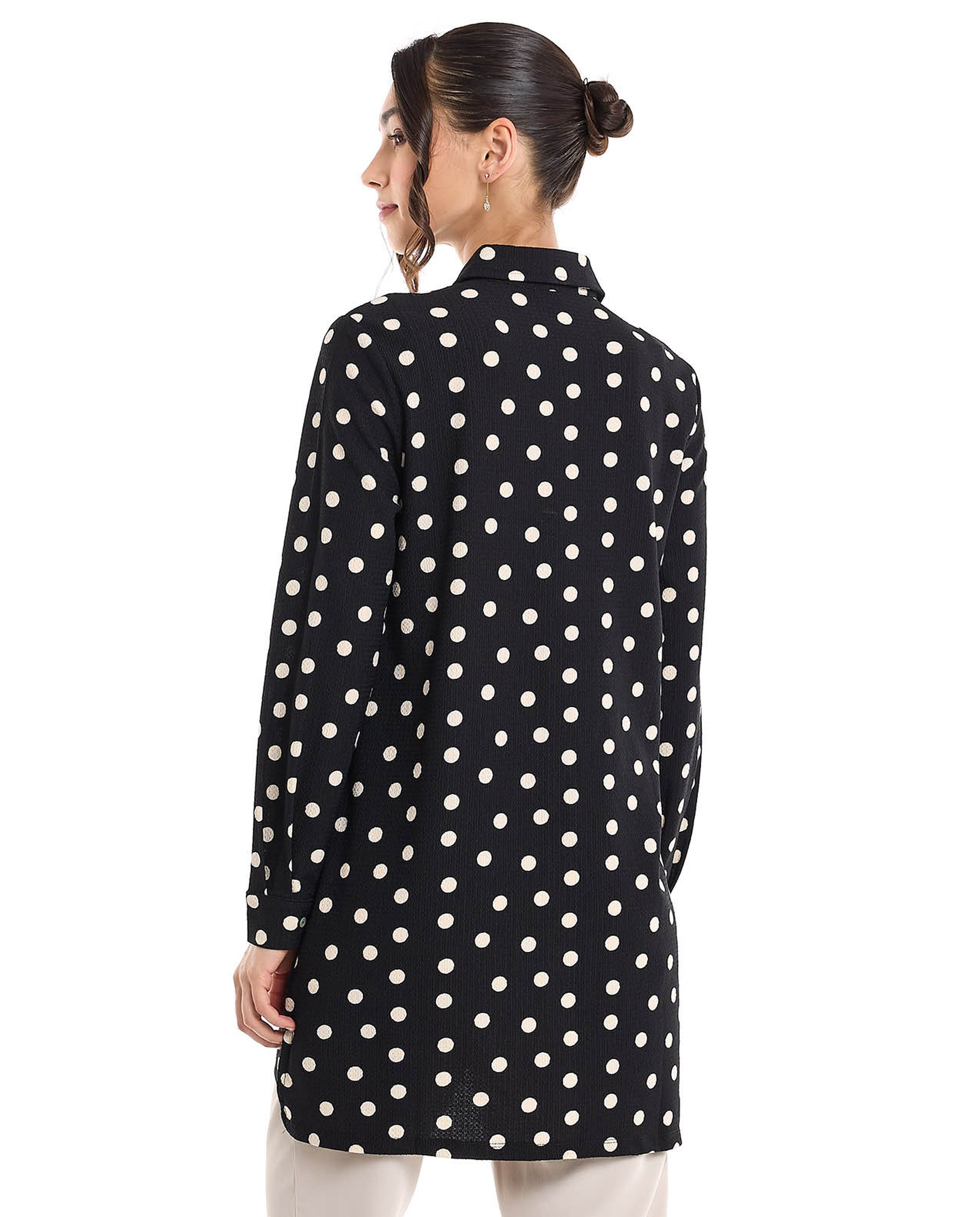 Zebra Patterned Shirt Tunic with Long Sleeves