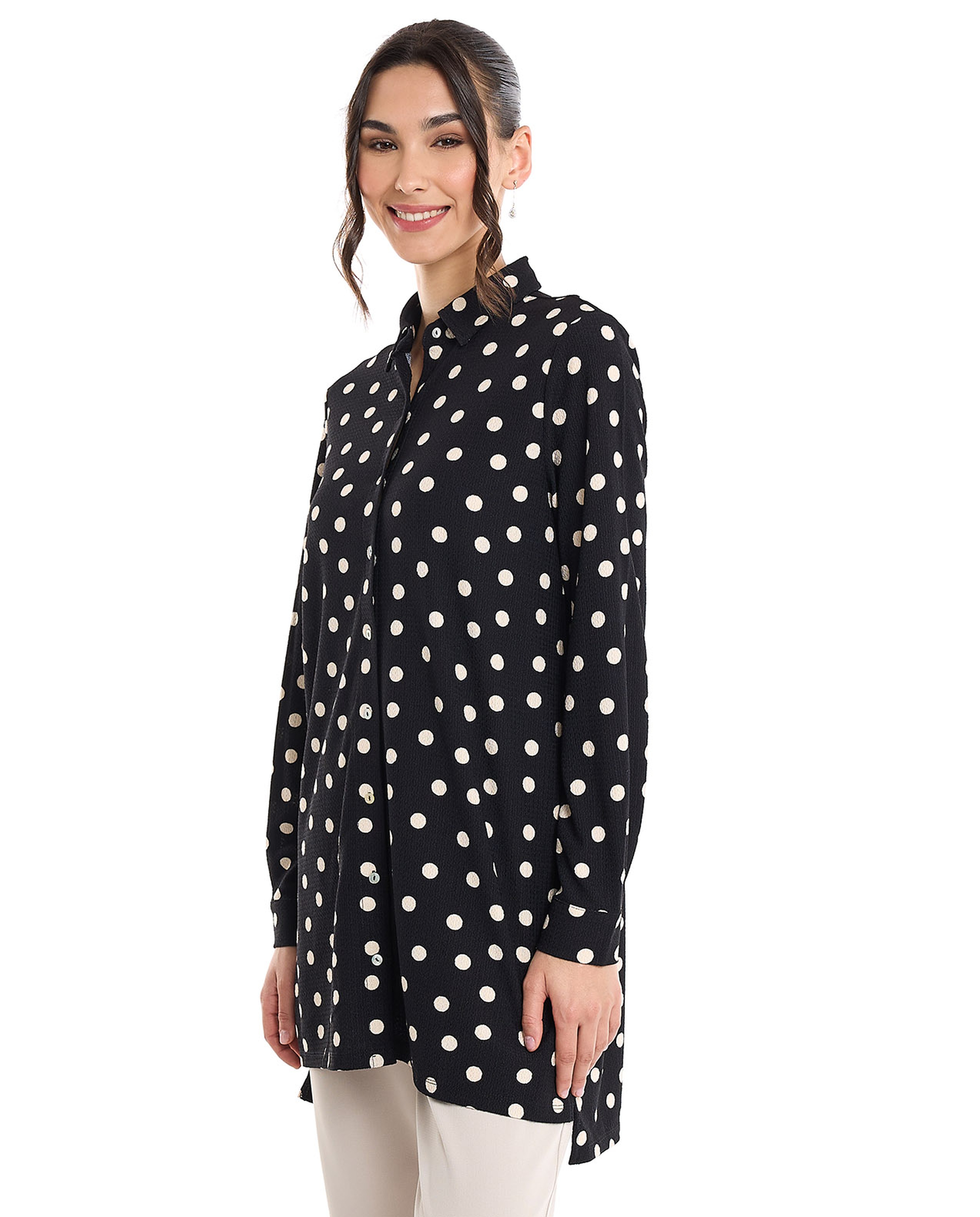 Zebra Patterned Shirt Tunic with Long Sleeves