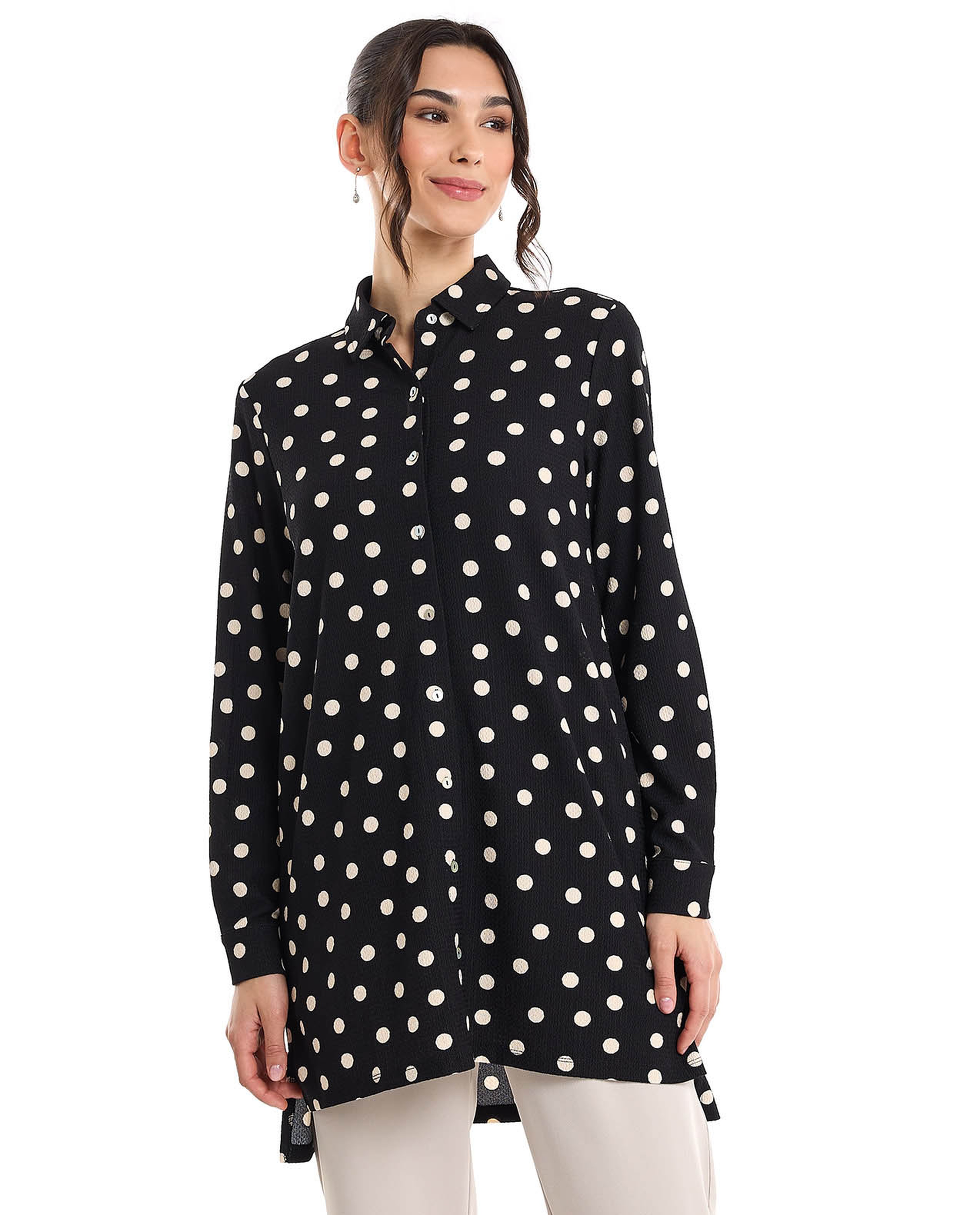 Zebra Patterned Shirt Tunic with Long Sleeves