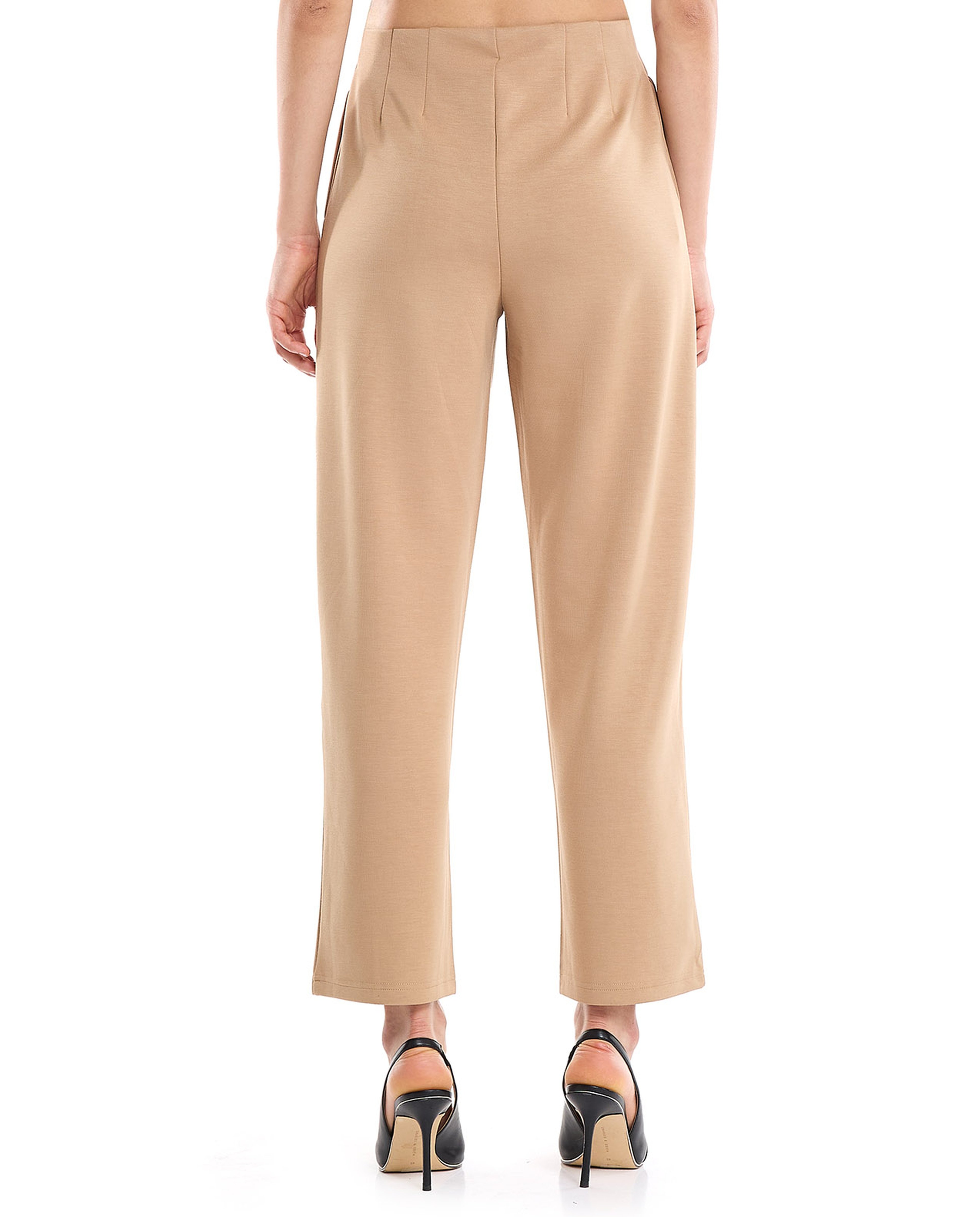 Solid Straight Fit Trousers with Zipper Closure