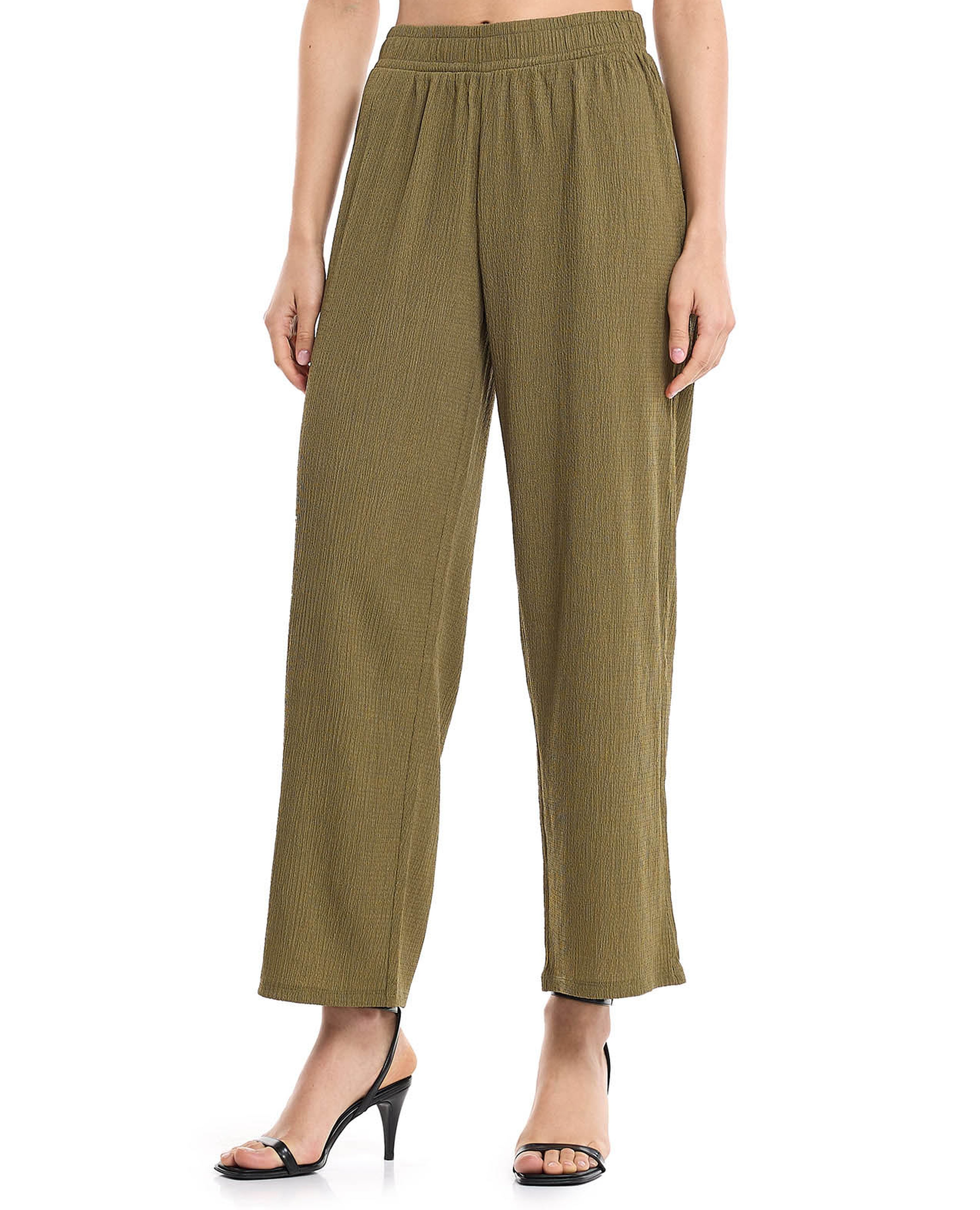 بنطال واسع بخصر مطاطي