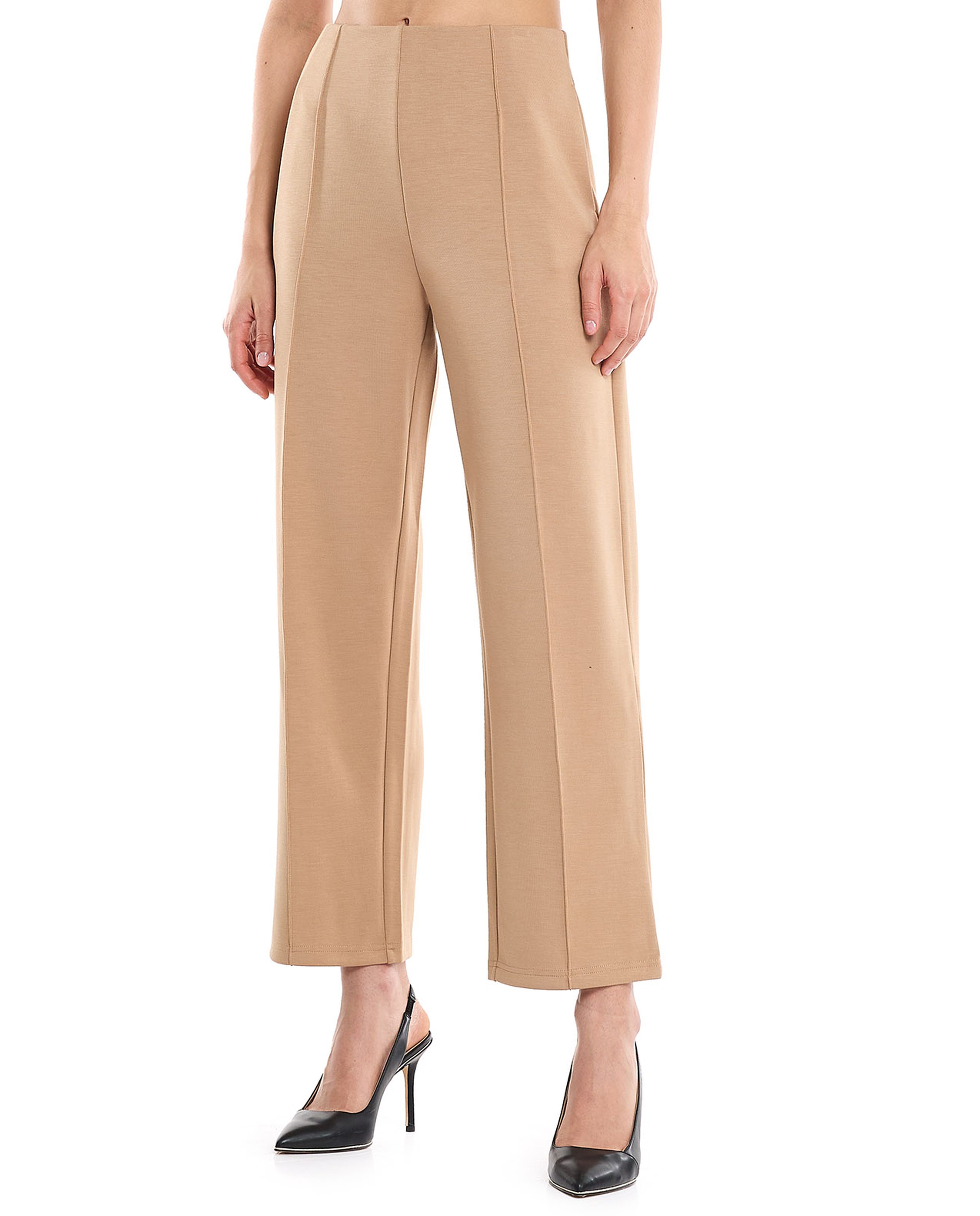 Solid Straight Fit Trousers with Zipper Closure