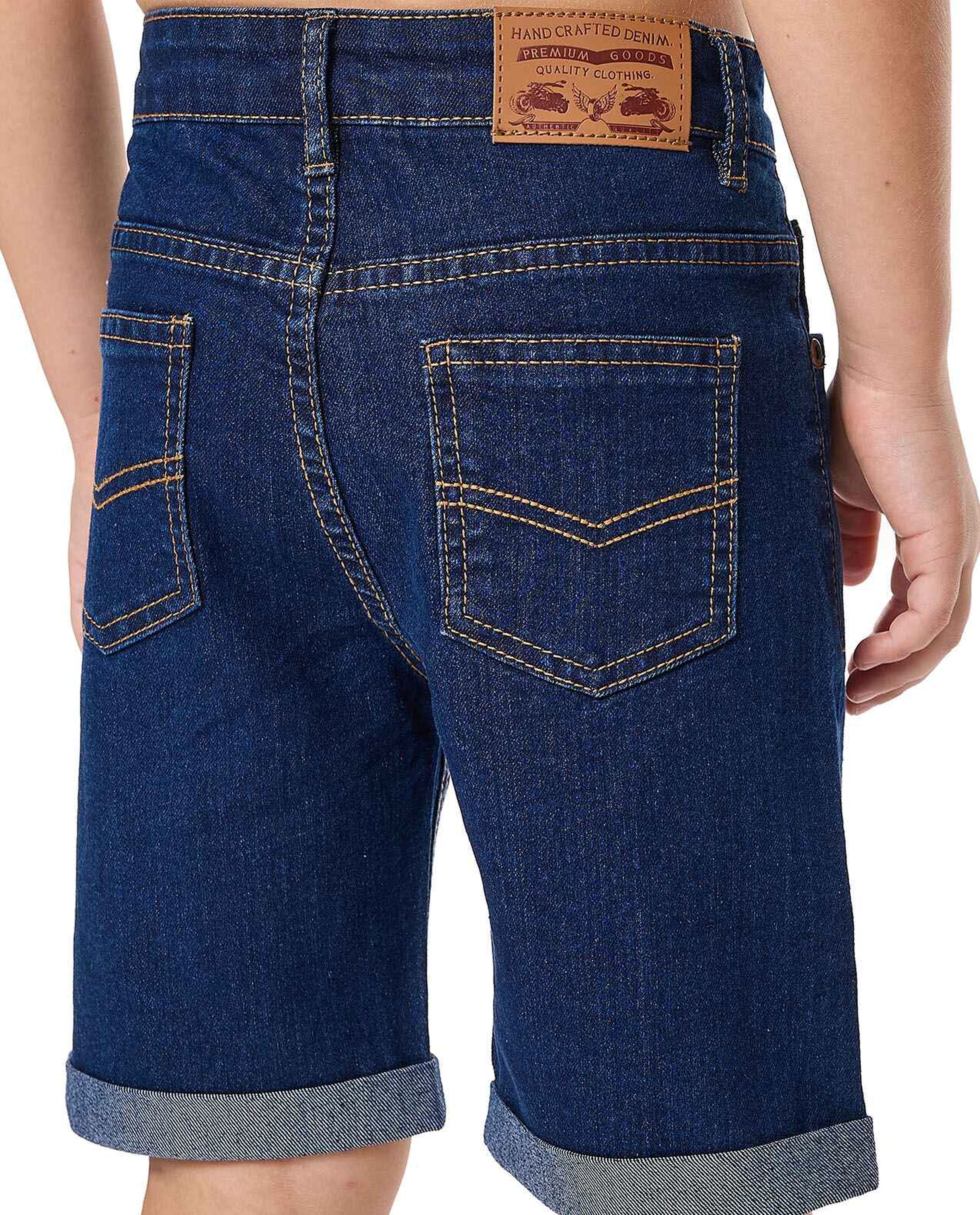 Faded Denim Shorts with Button Closure