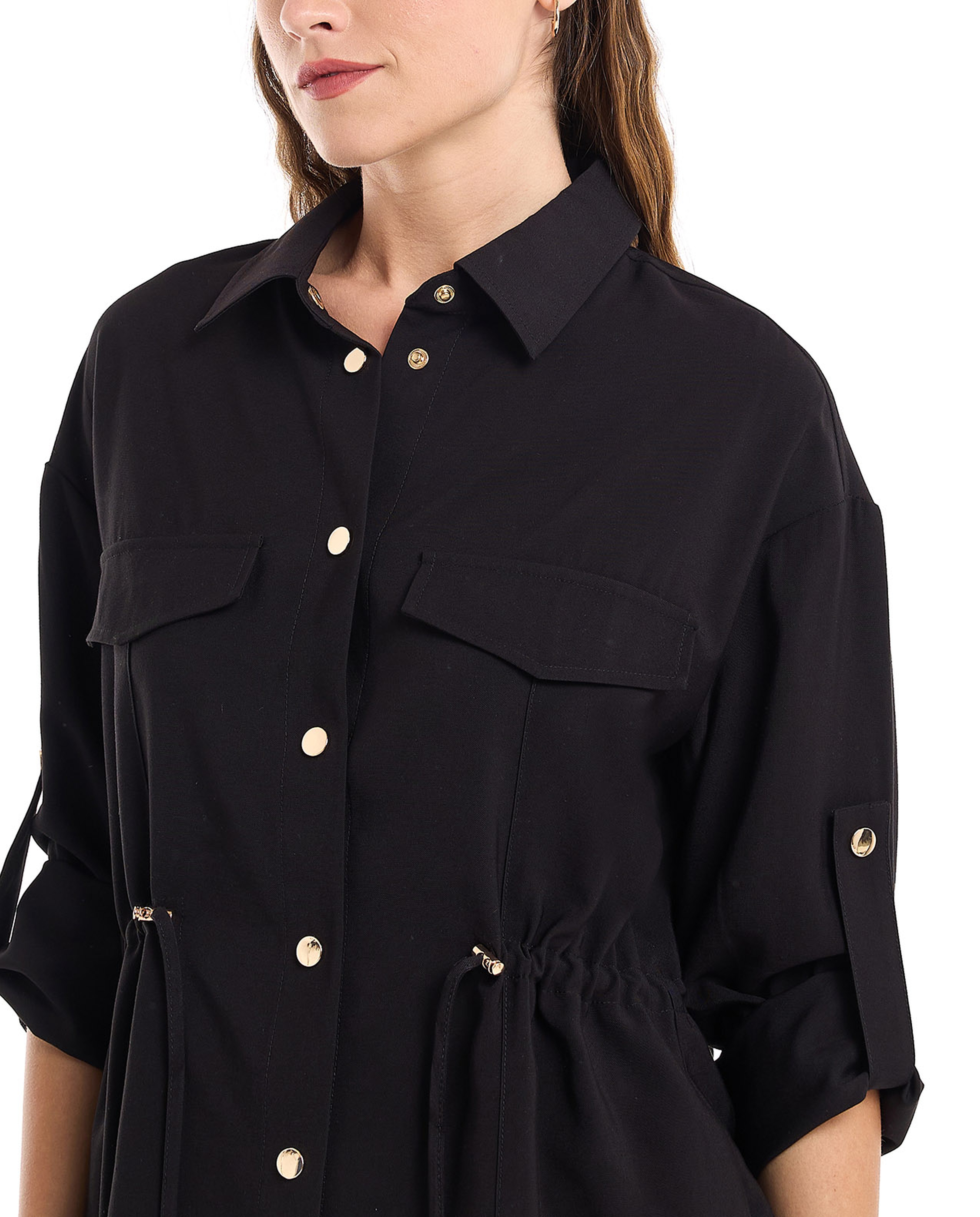 Solid Jacket with Snap Button Closure