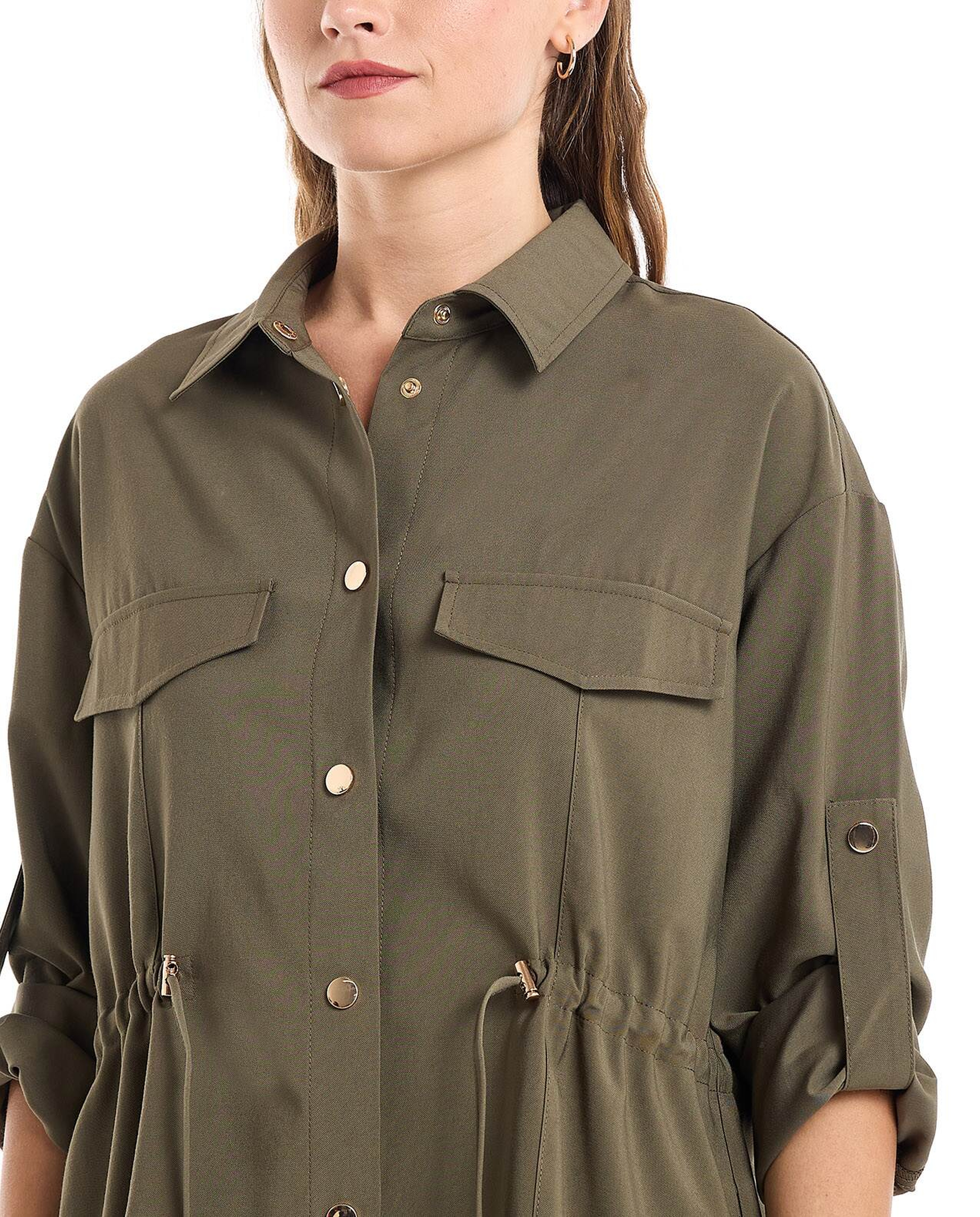 Solid Jacket with Snap Button Closure