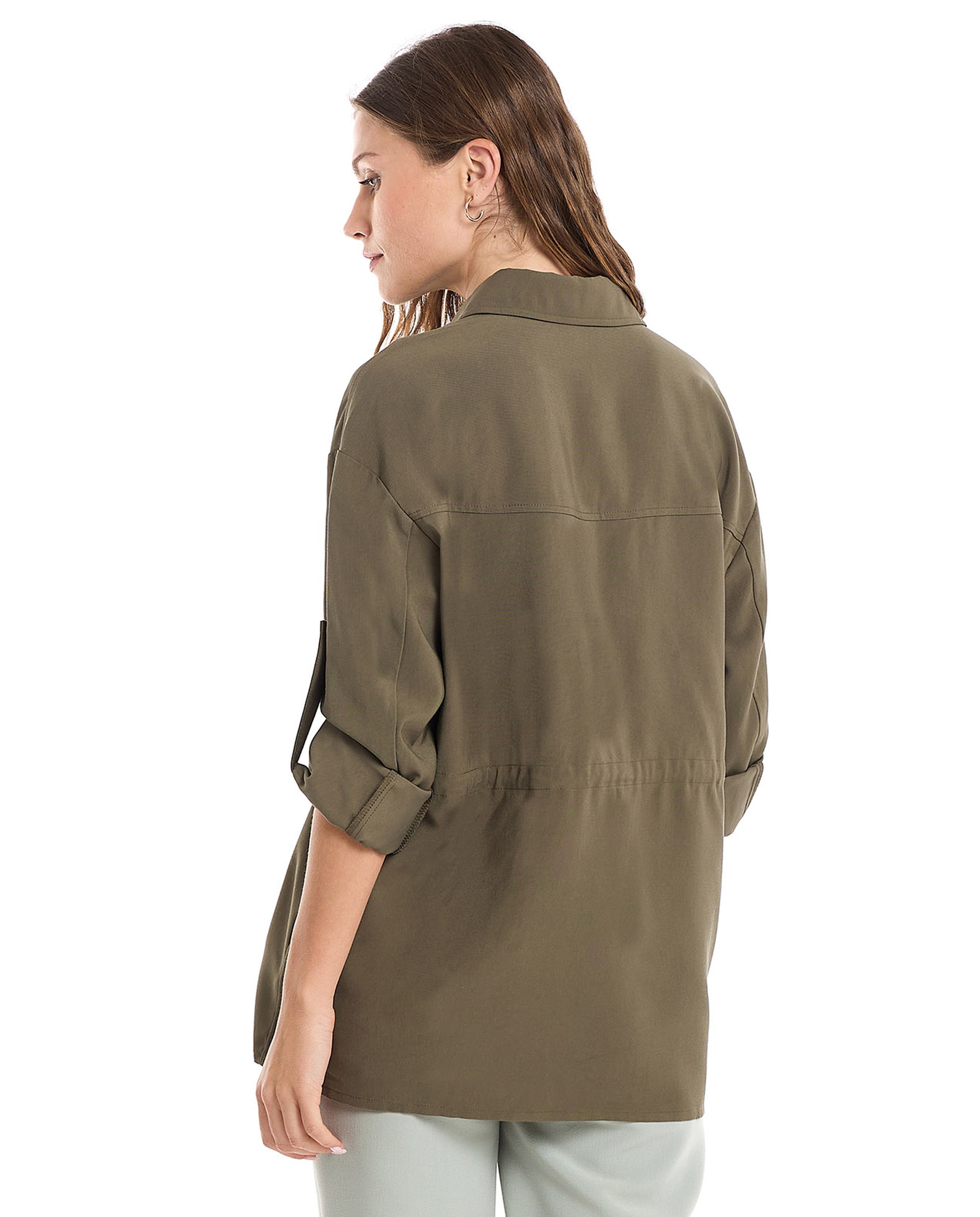 Solid Jacket with Snap Button Closure