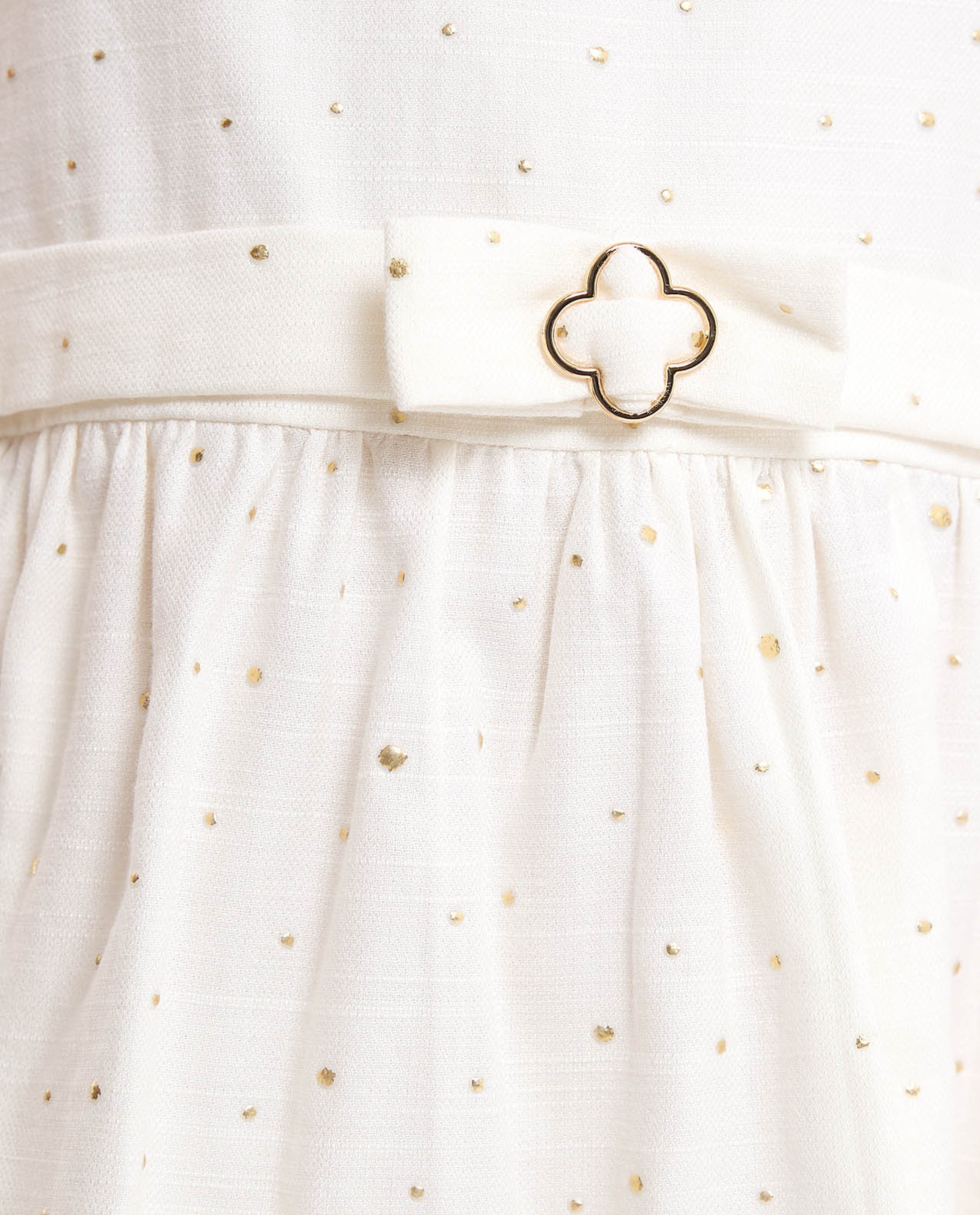 Embroidered Fit and Flare Dress with Flutter Sleeves