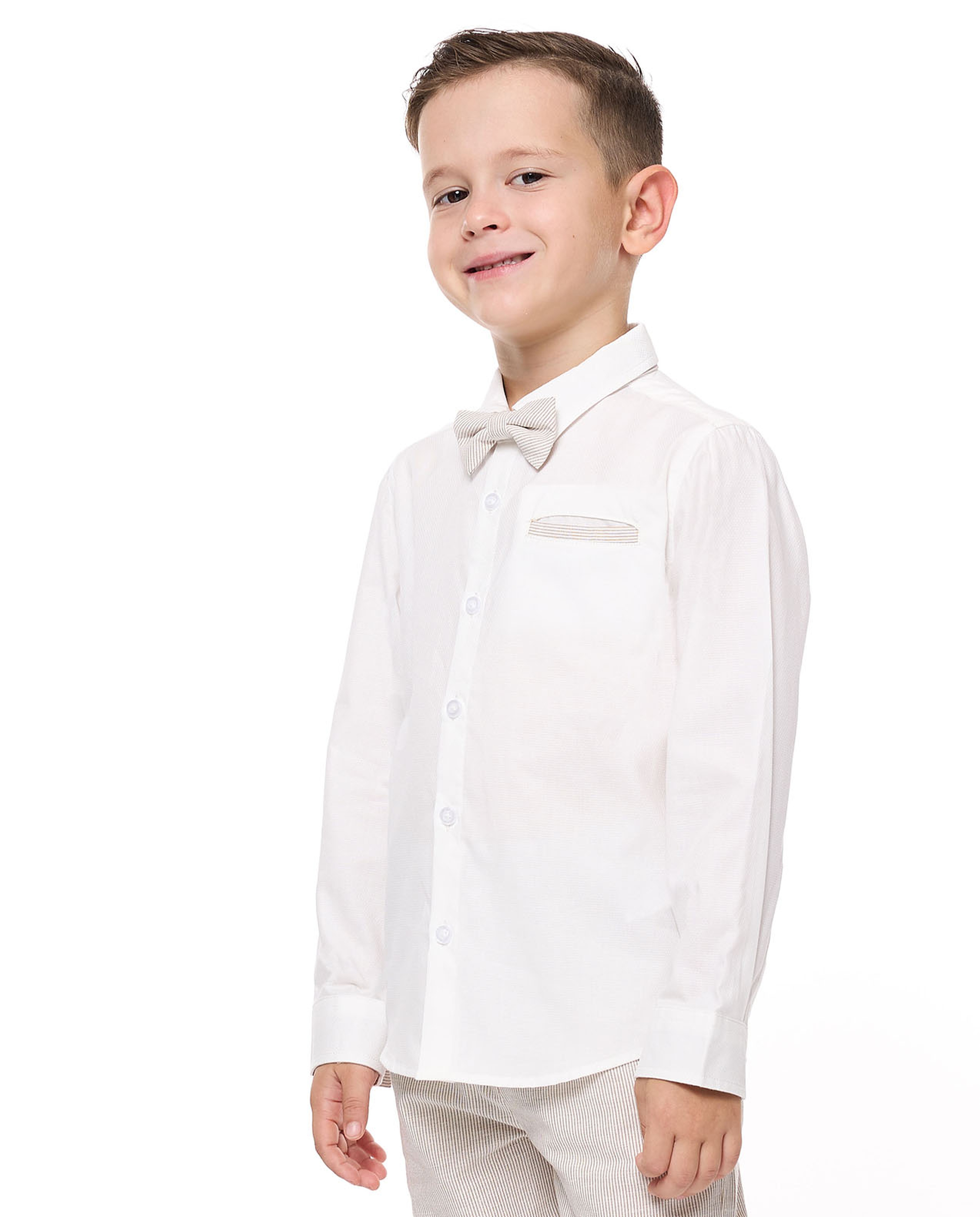 Solid Shirt with Classic Collar and Long Sleeves