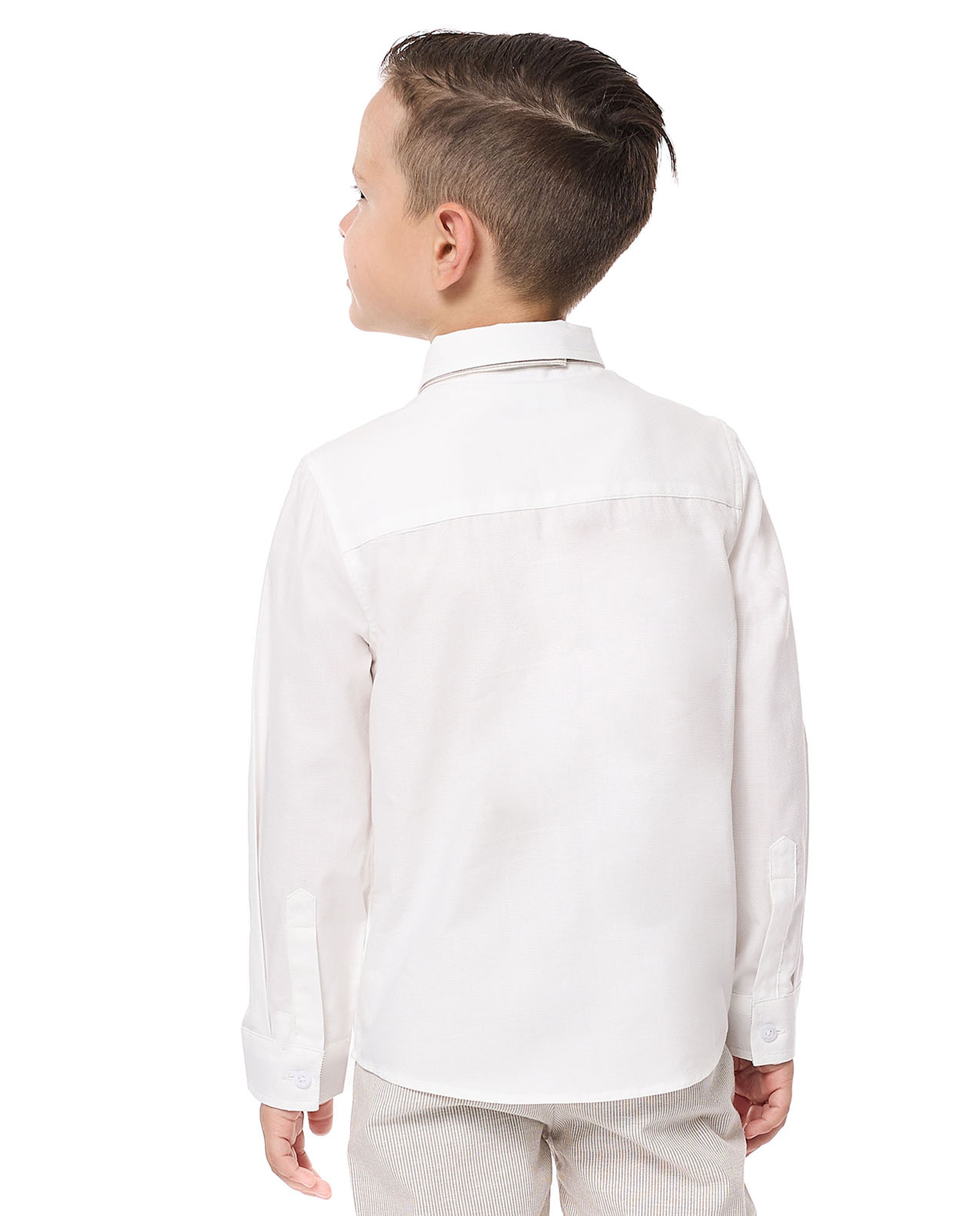 Solid Shirt with Classic Collar and Long Sleeves
