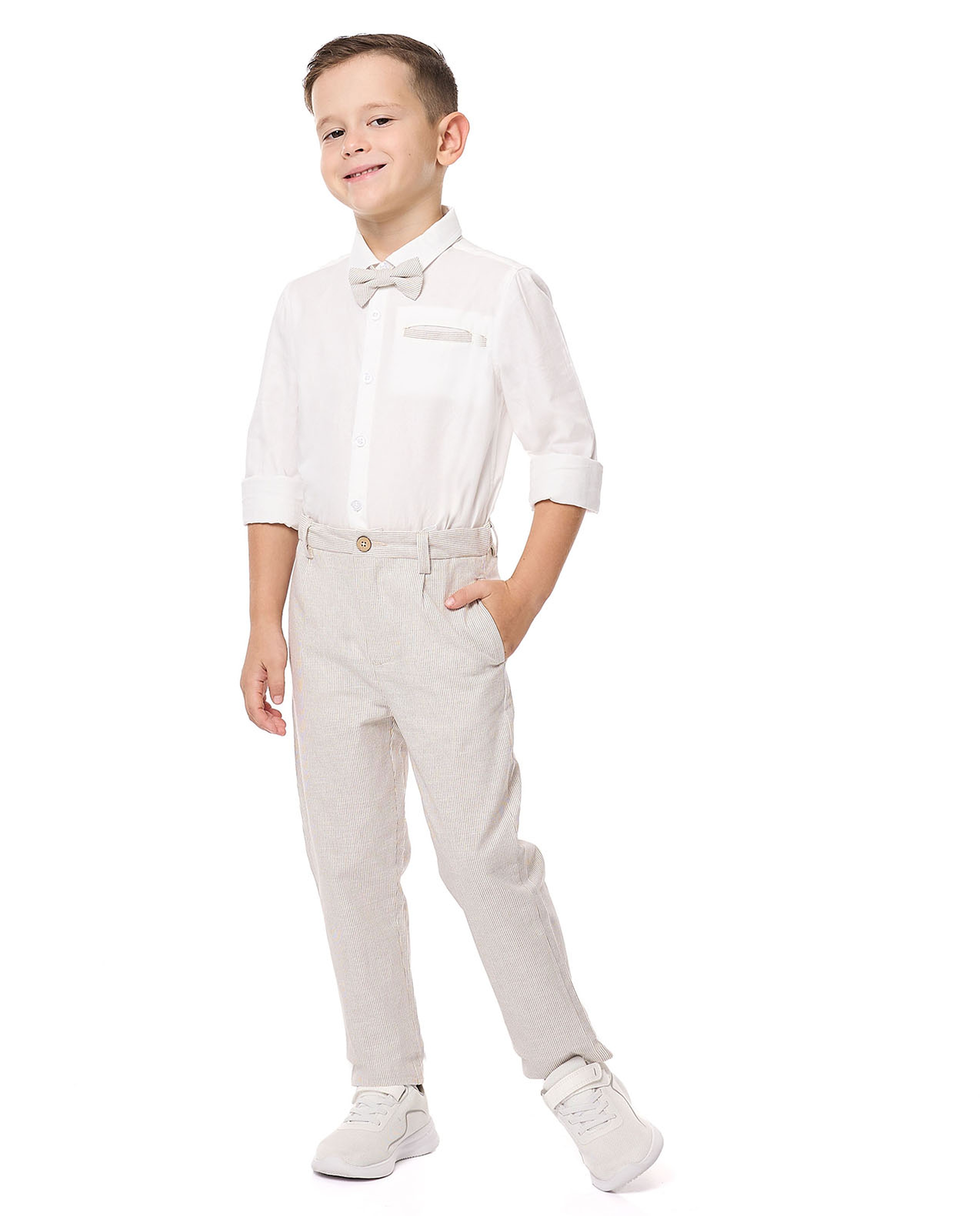 Solid Shirt with Classic Collar and Long Sleeves