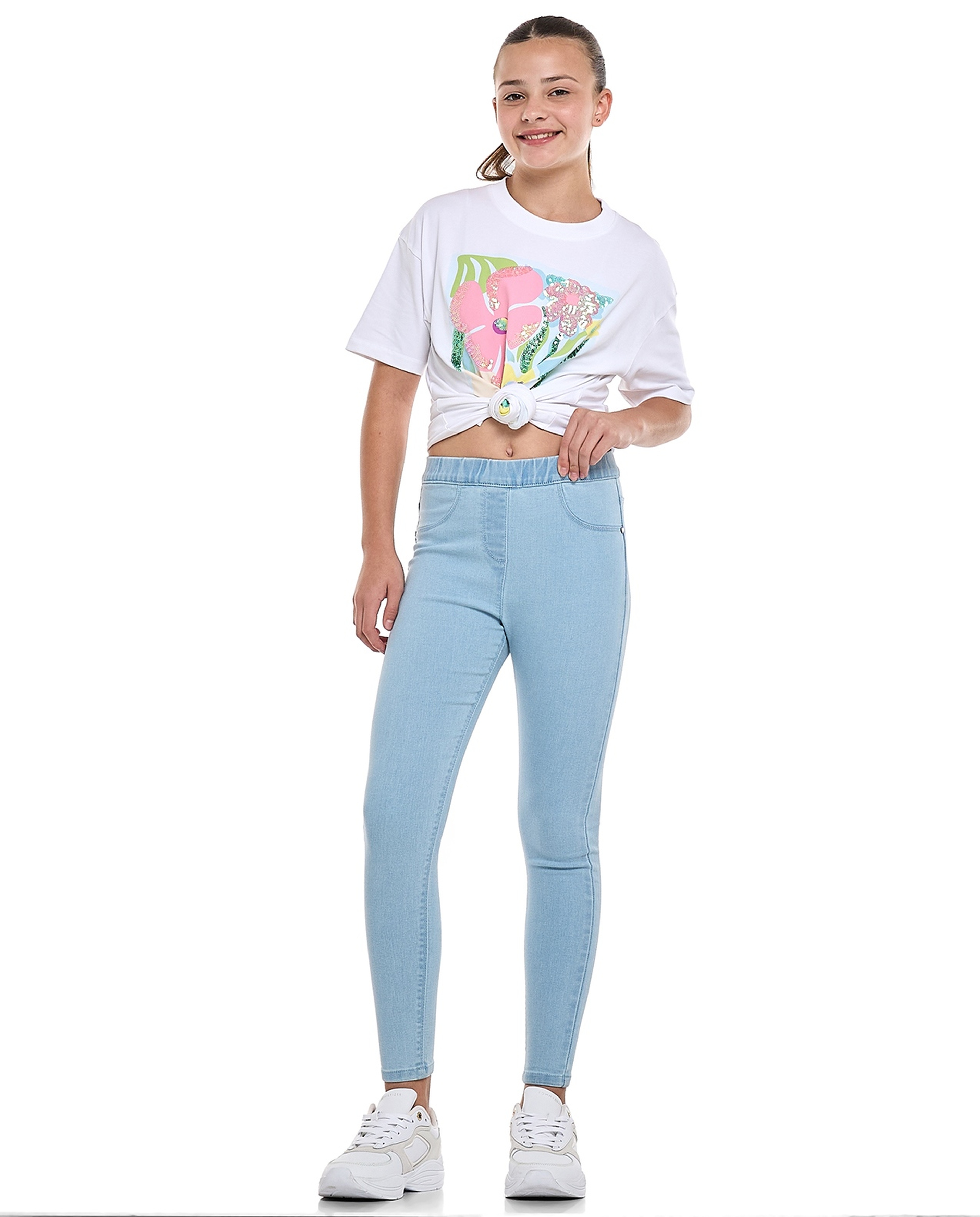 Solid Jeggings with Elastic Waist