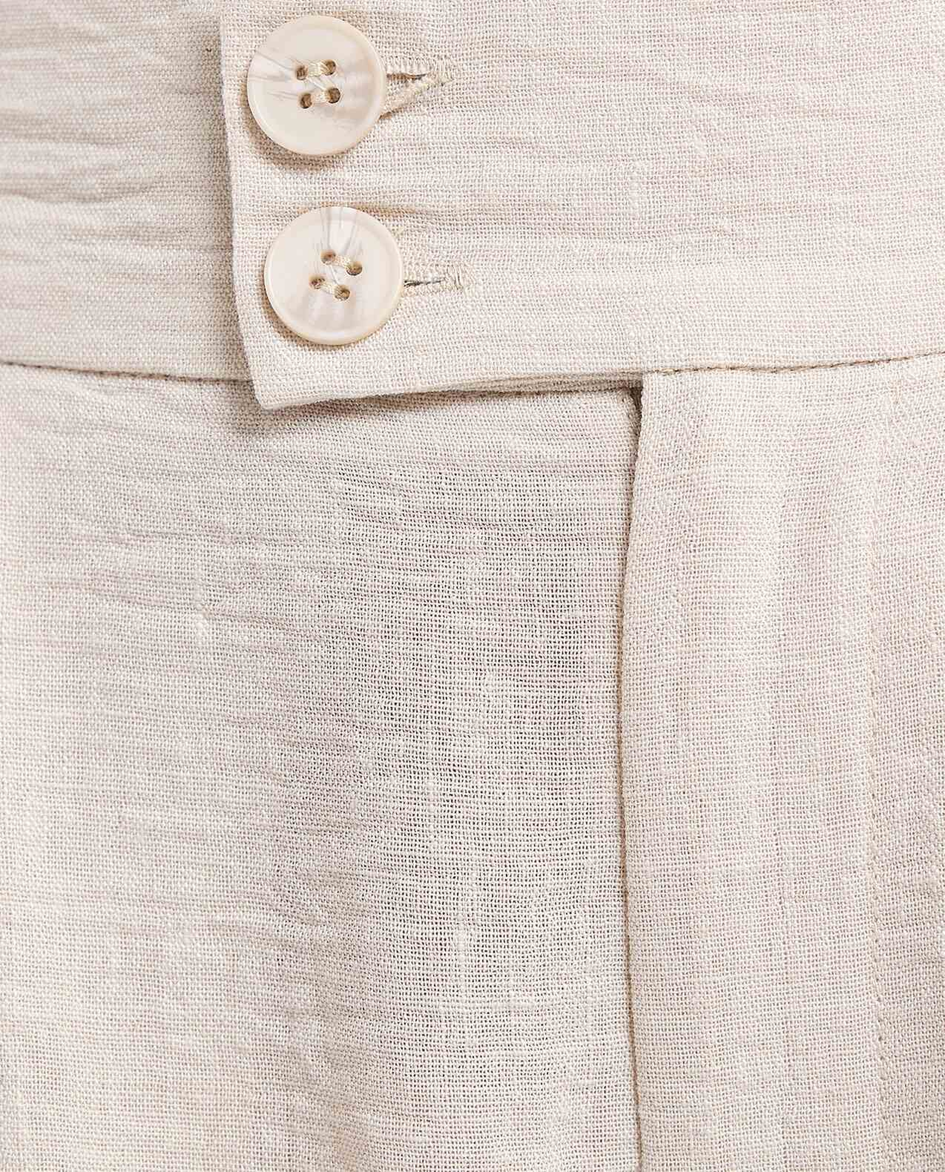 Crinkled Wide Leg Trousers with Button Closure