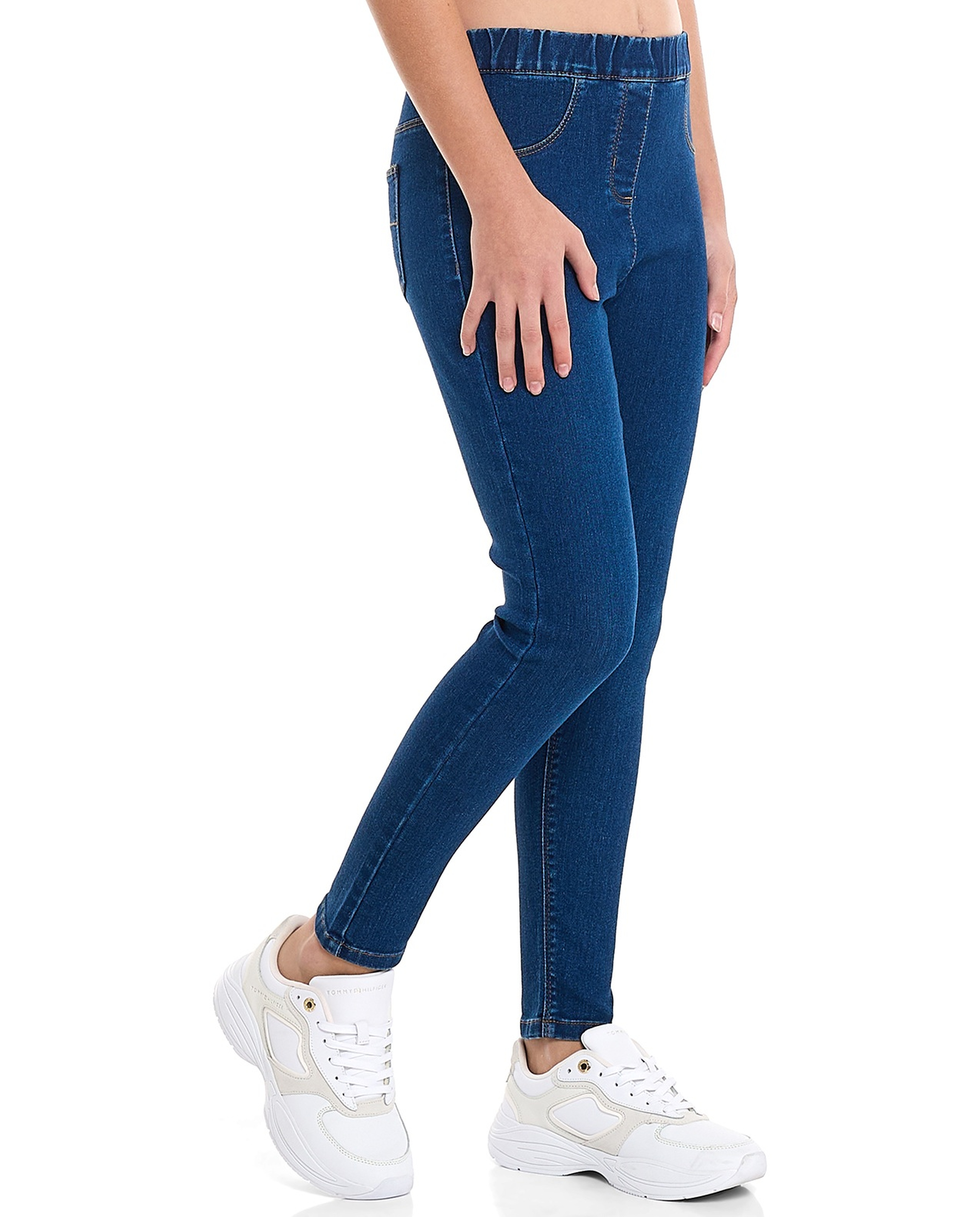 Solid Jeggings with Elastic Waist