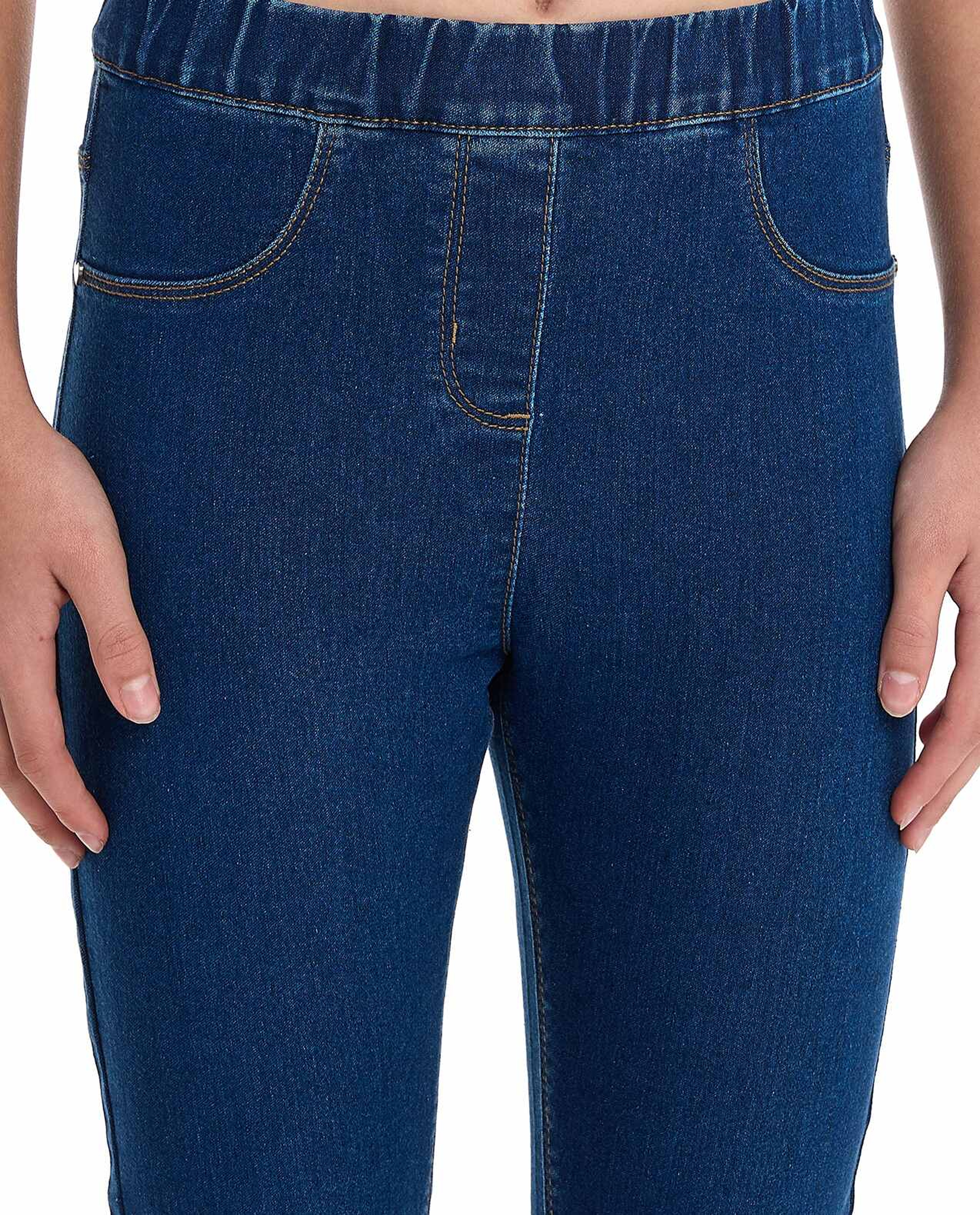 Solid Jeggings with Elastic Waist