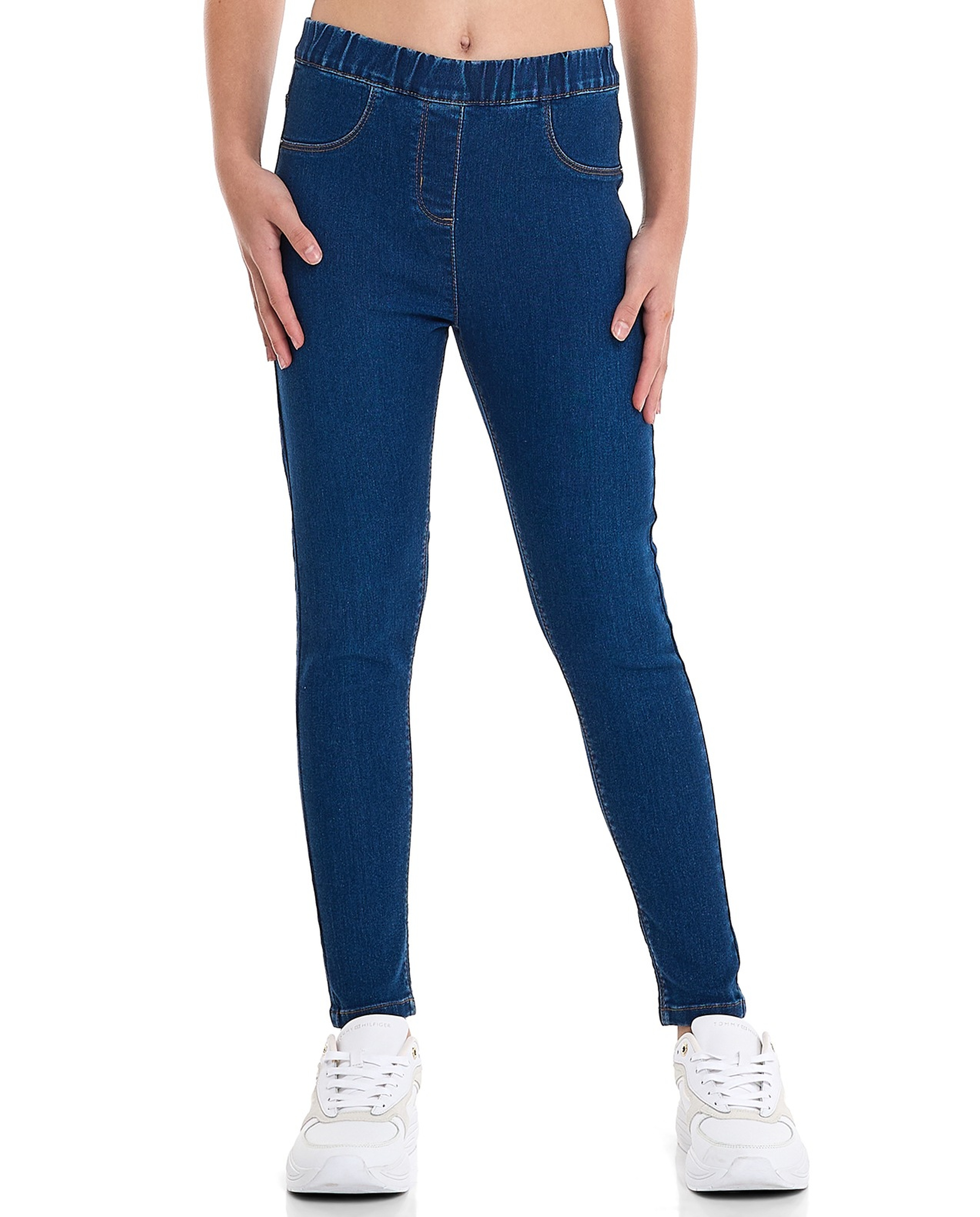 Solid Jeggings with Elastic Waist