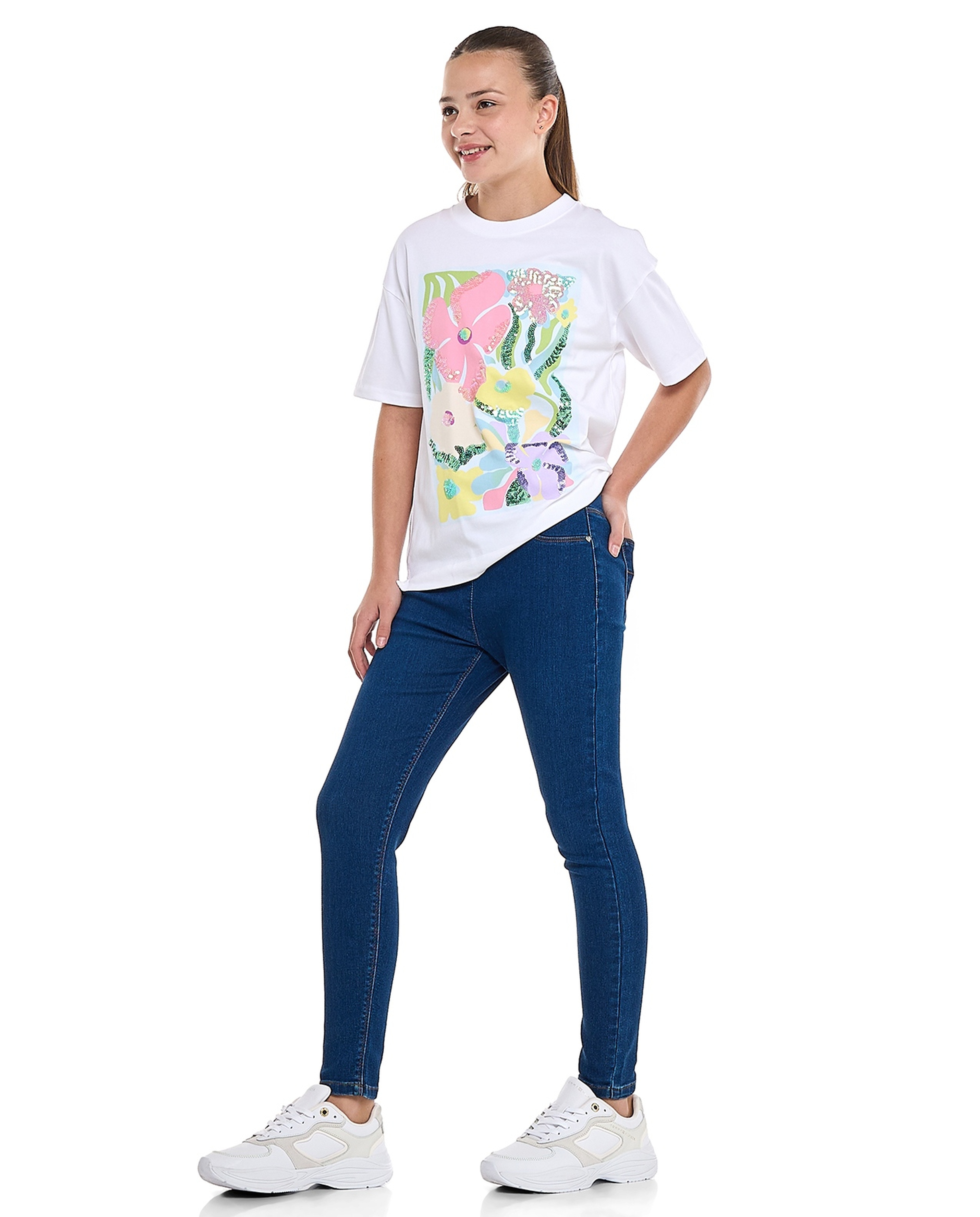 Solid Jeggings with Elastic Waist