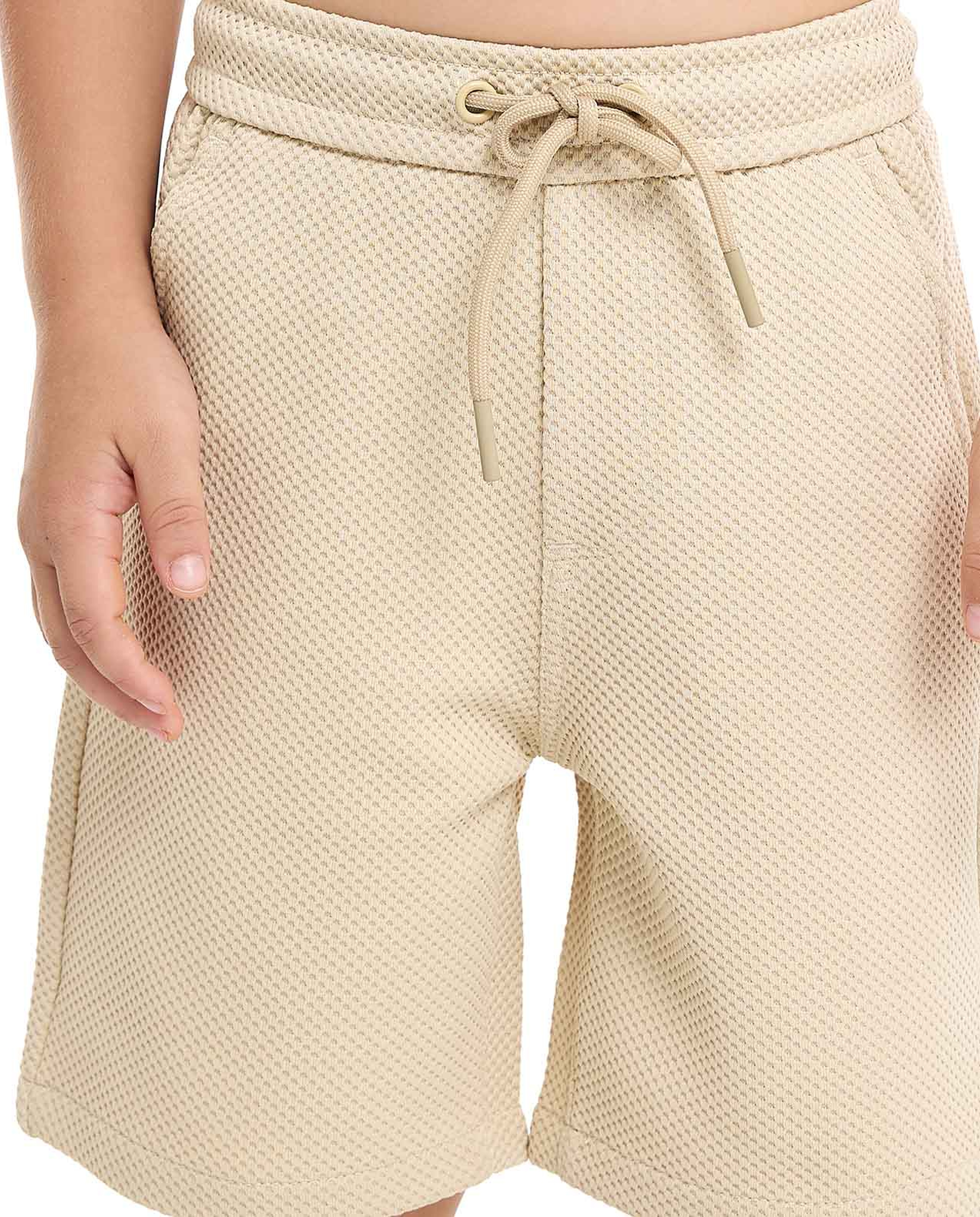 Textured Shorts with Drawstring Waist