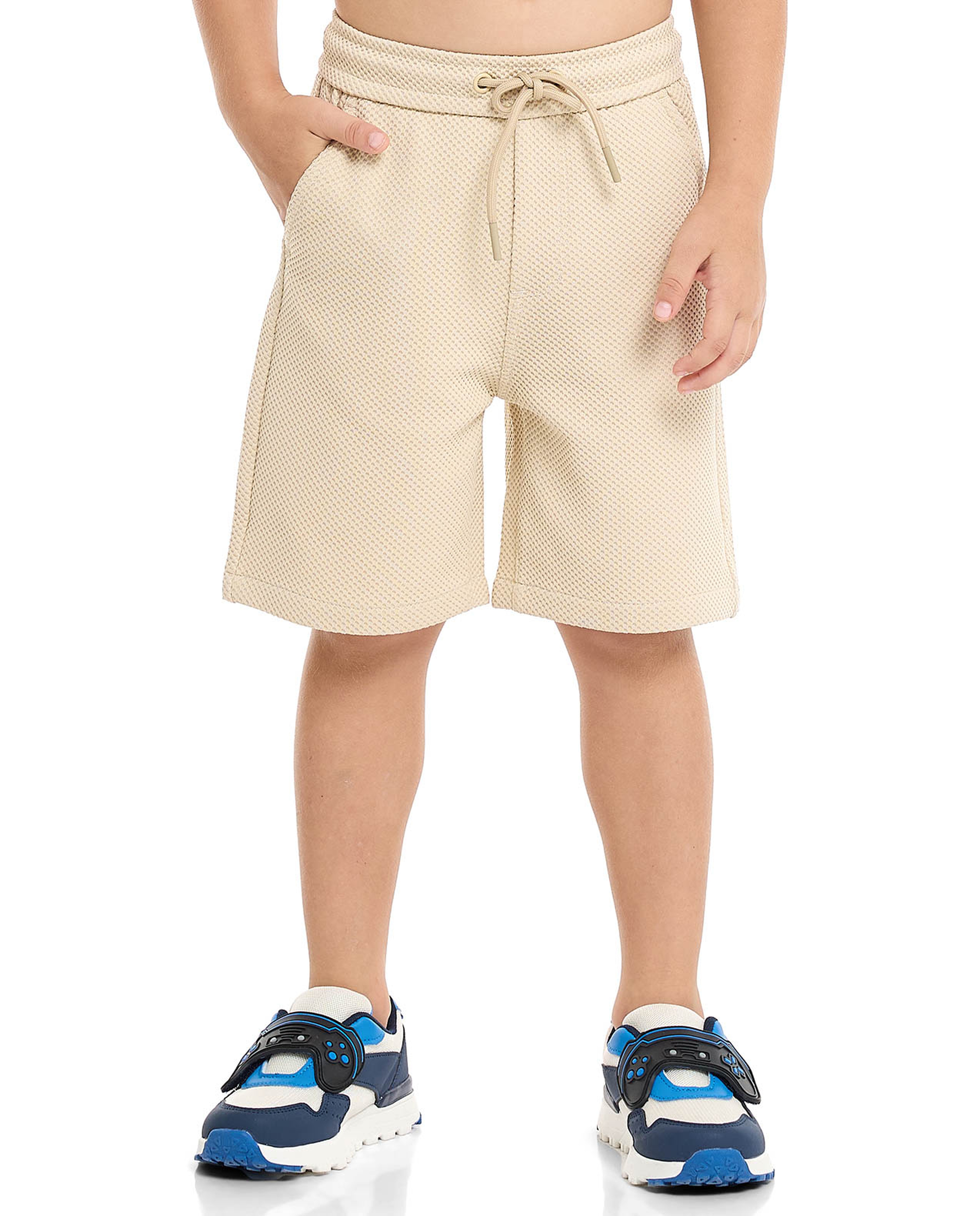 Textured Shorts with Drawstring Waist