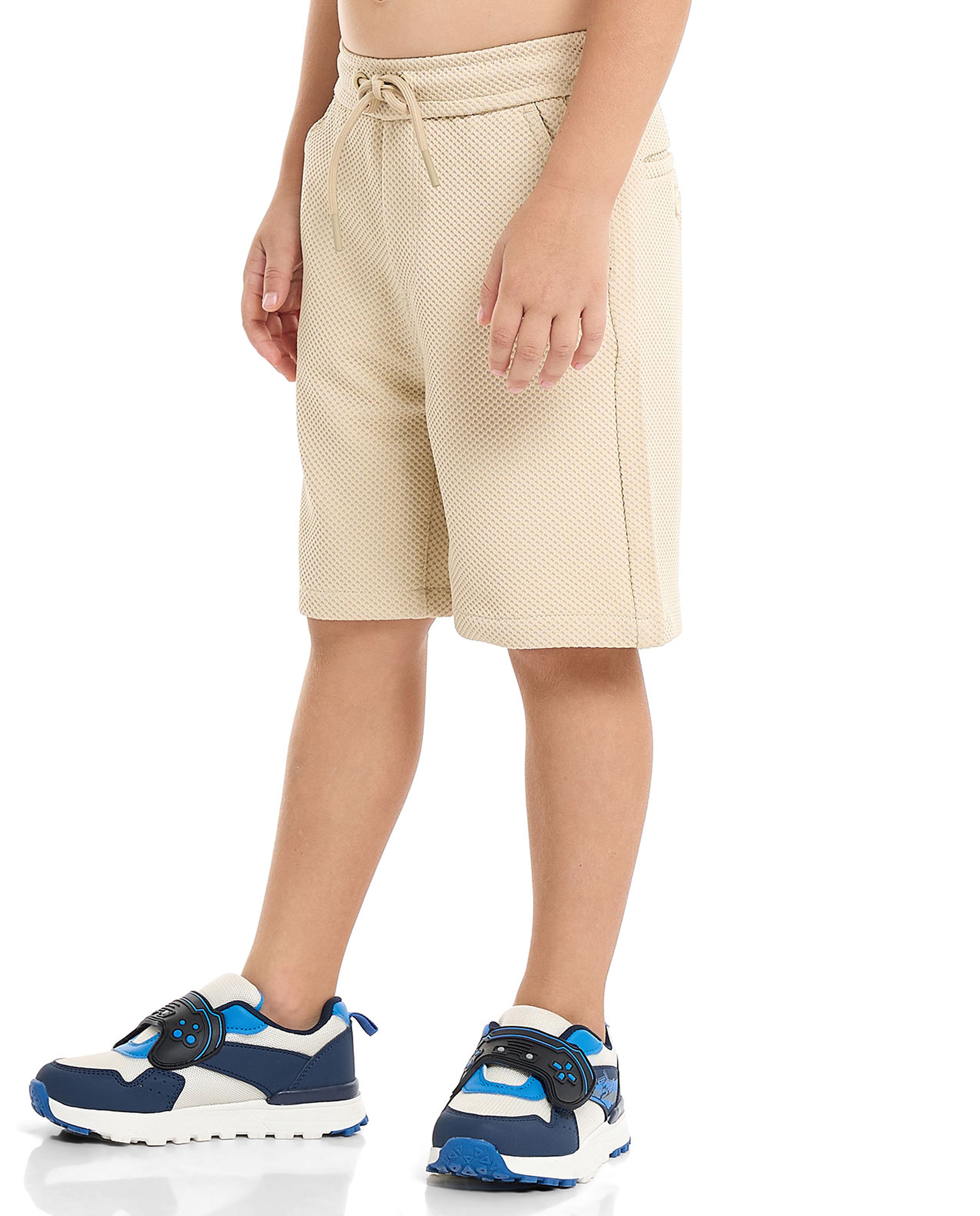 Textured Shorts with Drawstring Waist