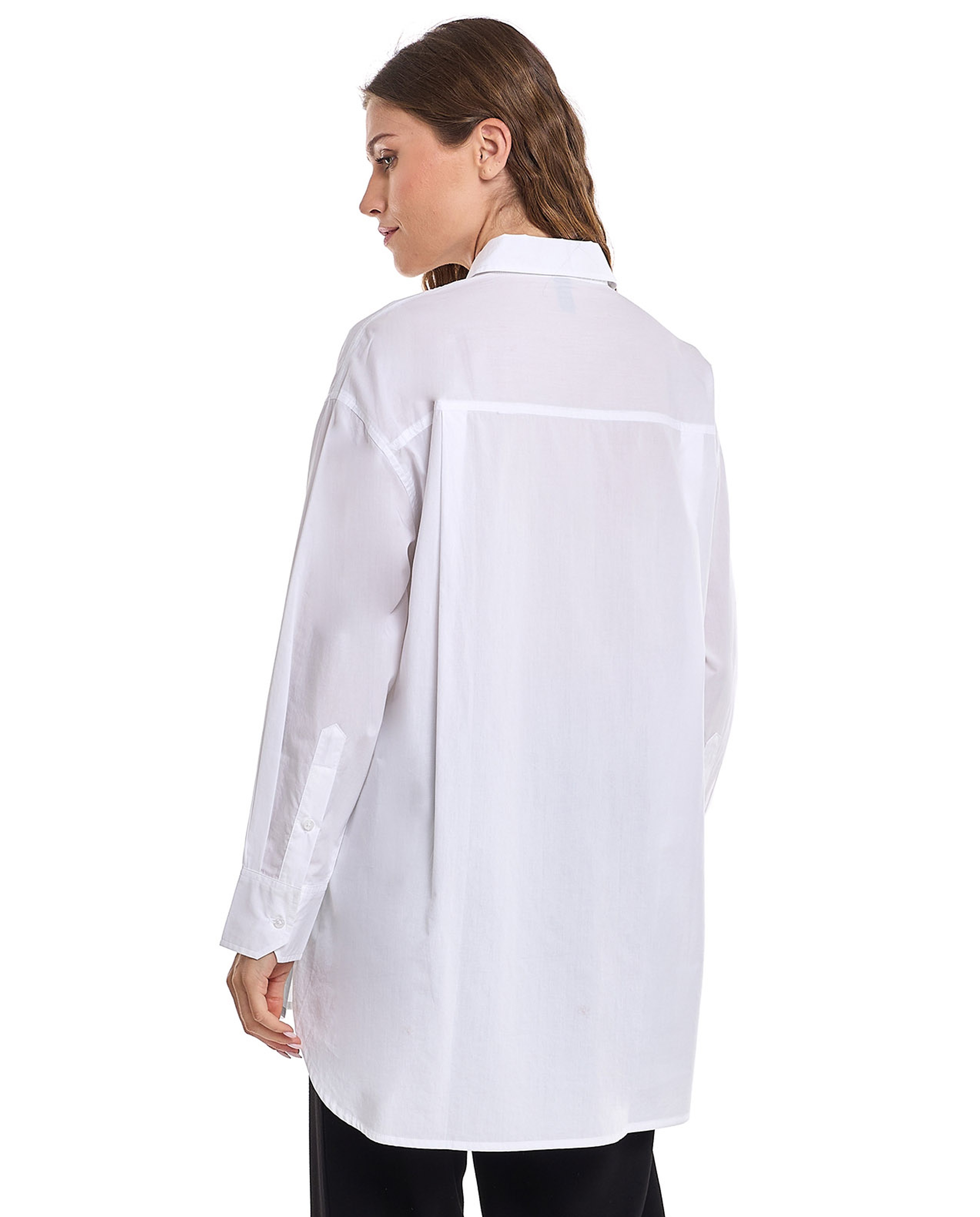 Solid Shirt Tunic with Long Sleeves