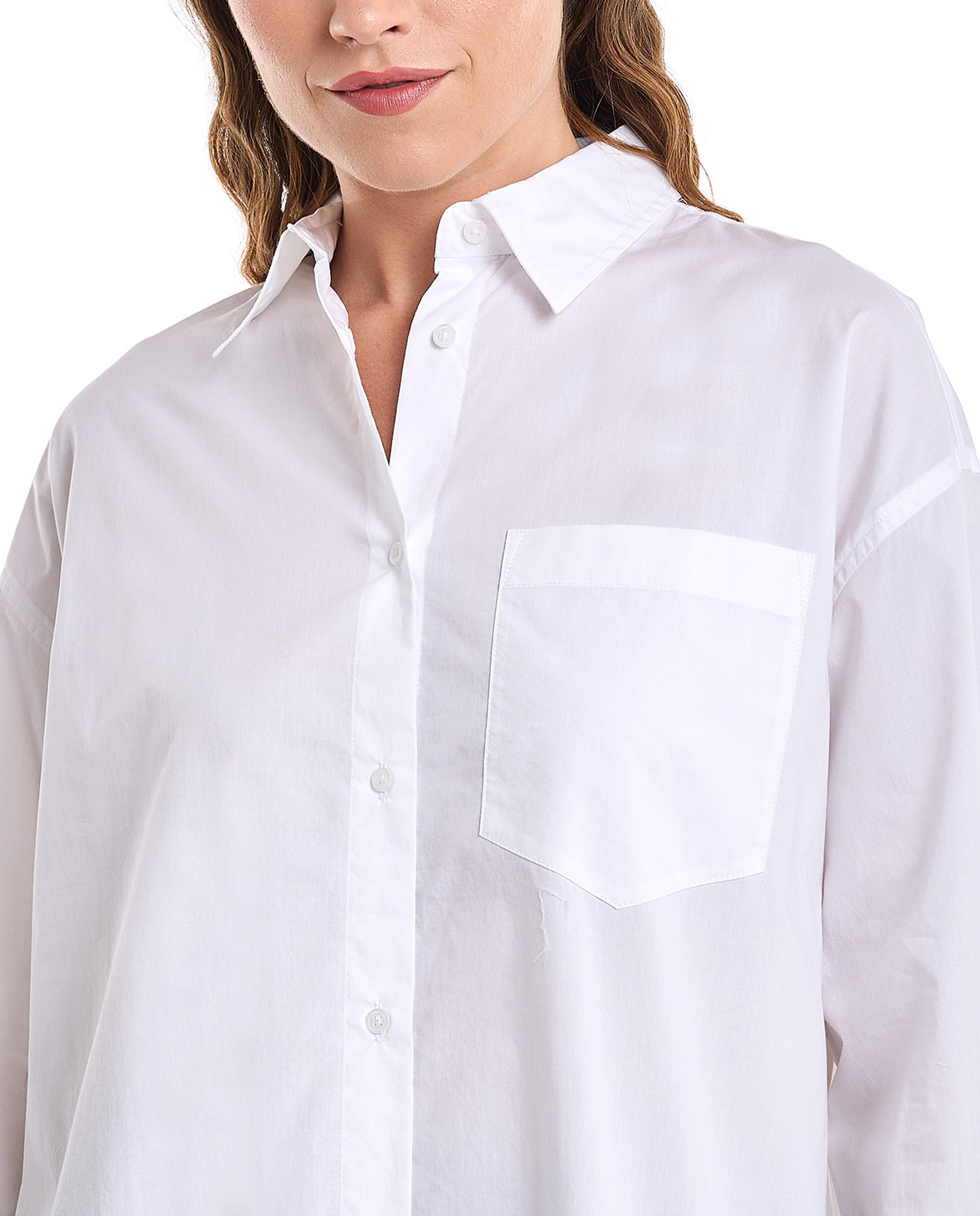 Solid Shirt Tunic with Long Sleeves