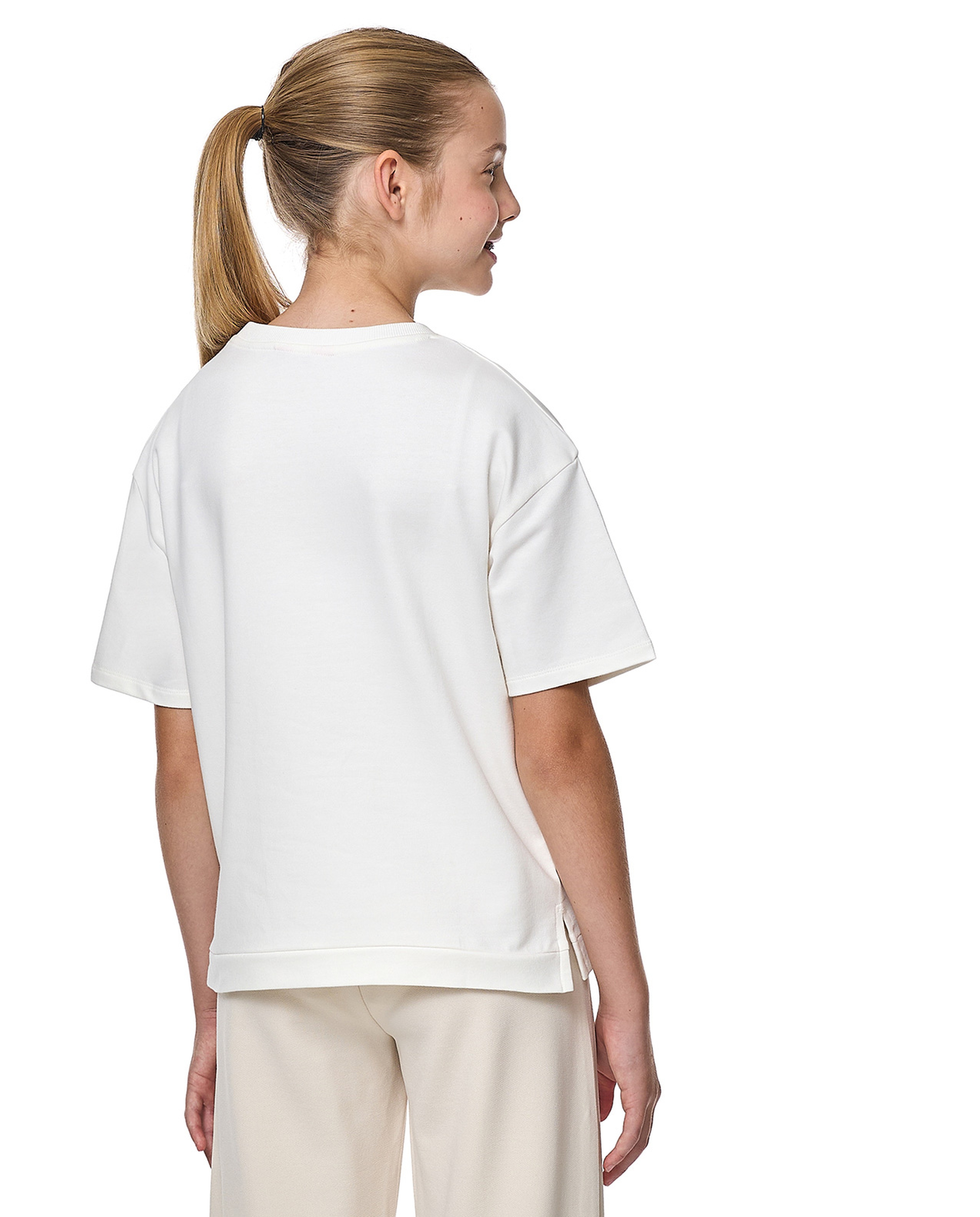 Lace Detail T-Shirt with Crew Neck and Short Sleeves