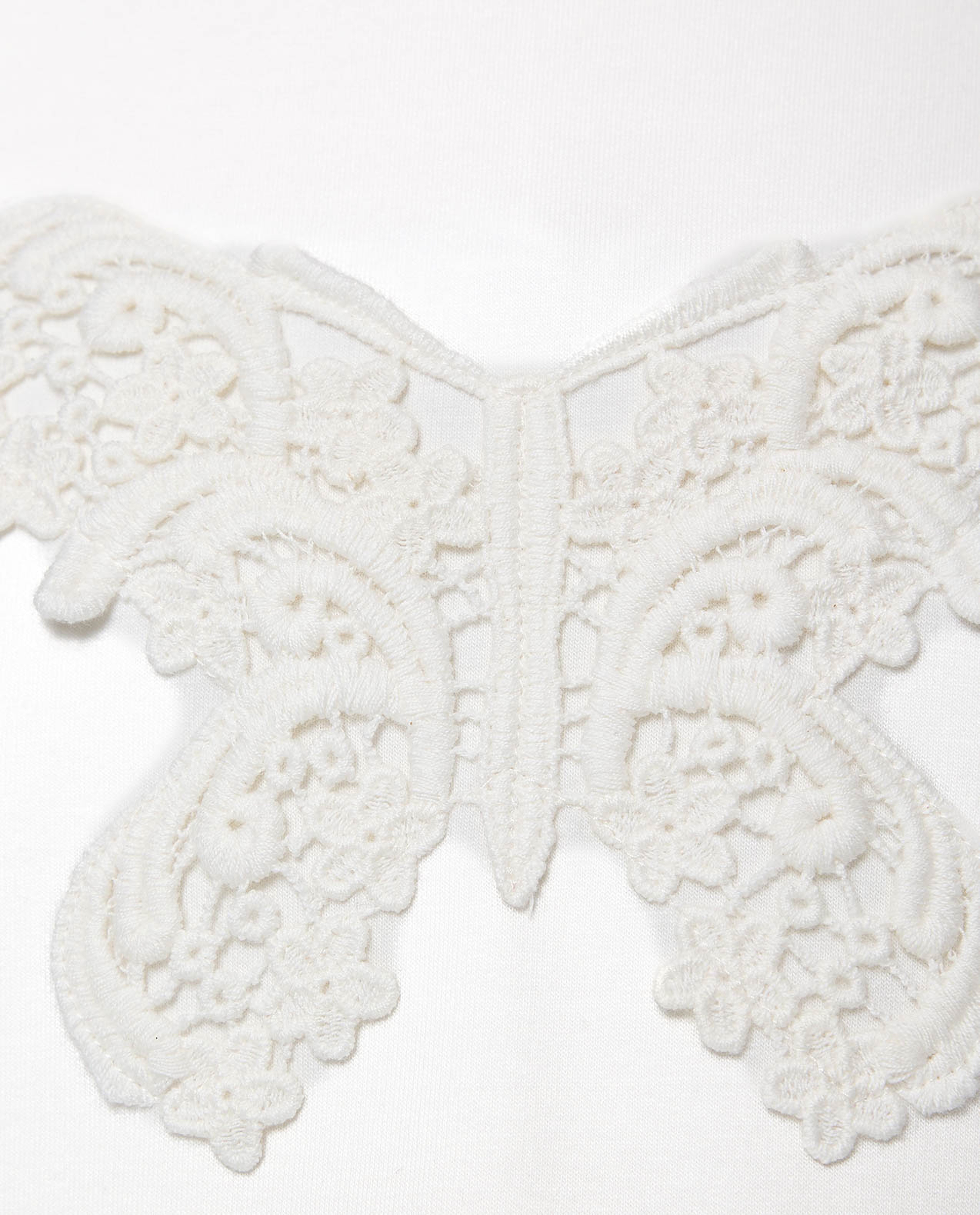 Lace Detail T-Shirt with Crew Neck and Short Sleeves